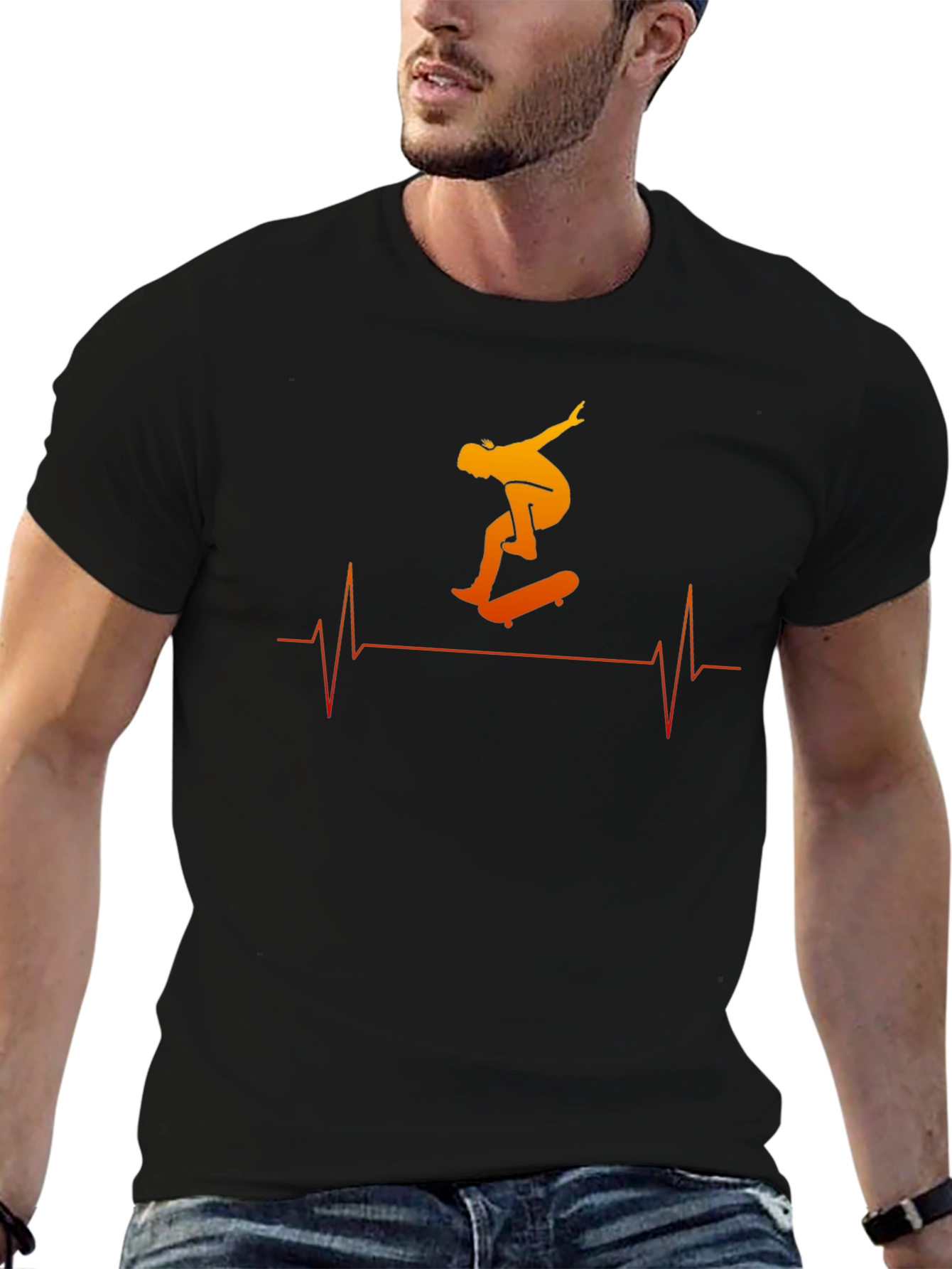 Skateboarding Heartbeat Tee - Cool Graphic T-Shirt