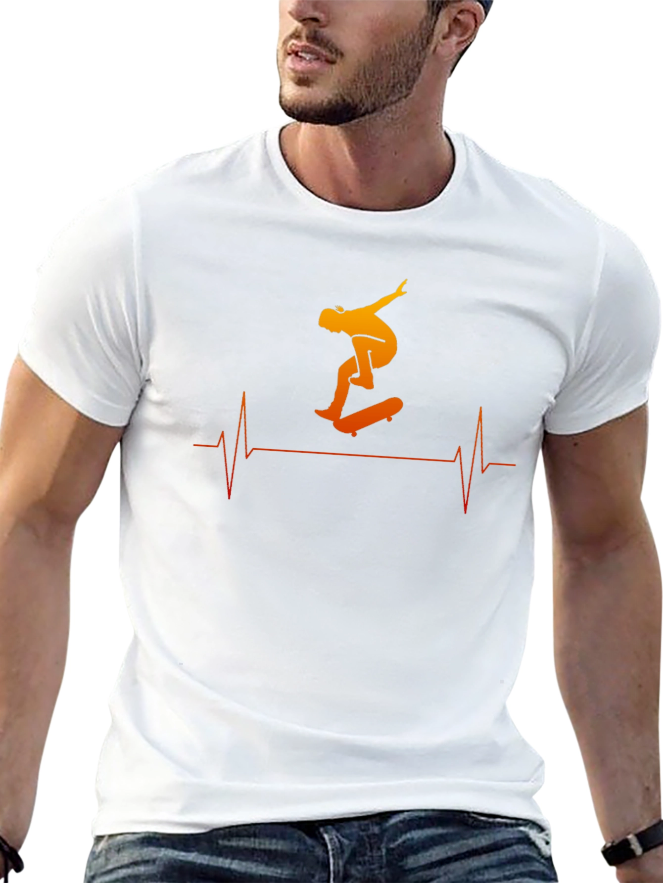 Skateboarding Heartbeat Tee - Cool Graphic T-Shirt