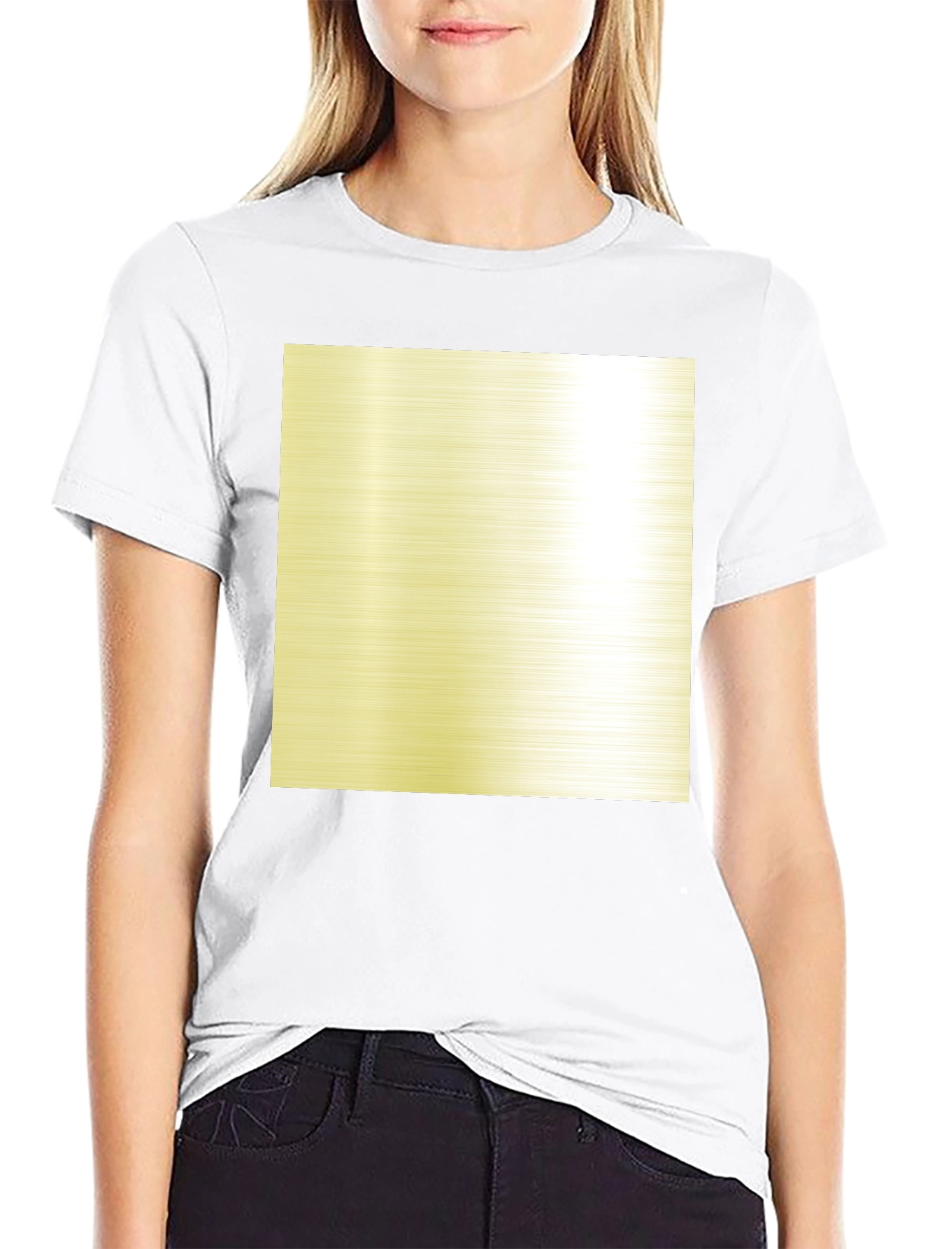 Black T-Shirt with Metallic Gold Square