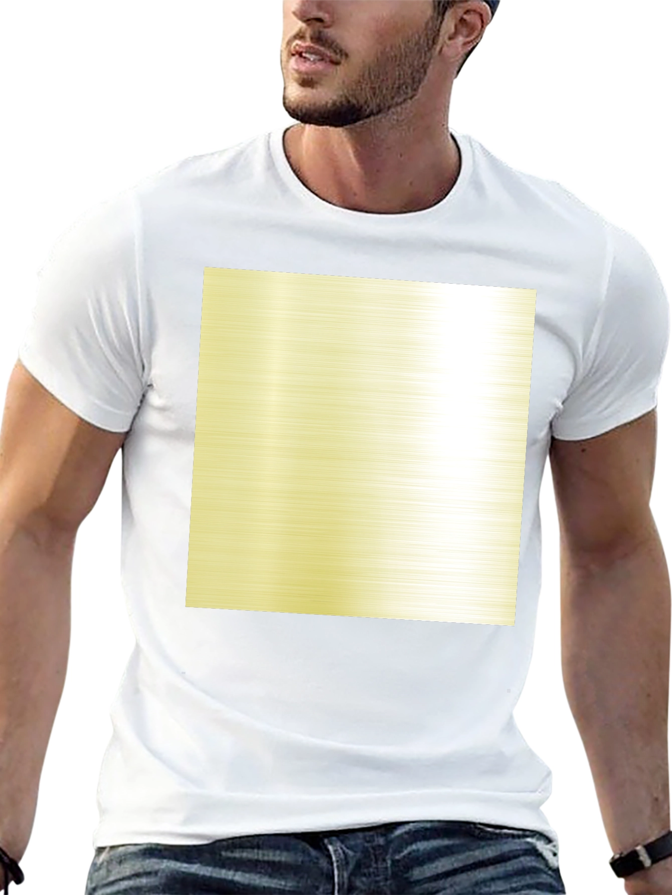 Black T-Shirt with Metallic Gold Square