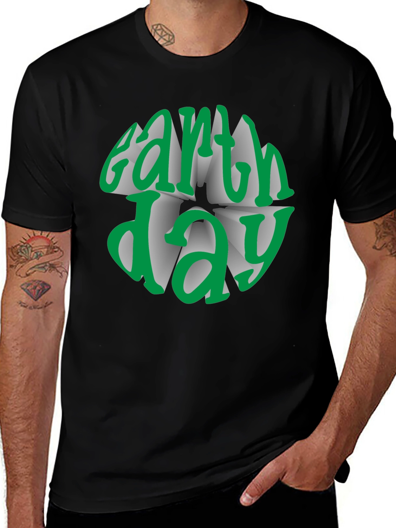 Earth Day Graphic Tee - Black Cotton T-Shirt