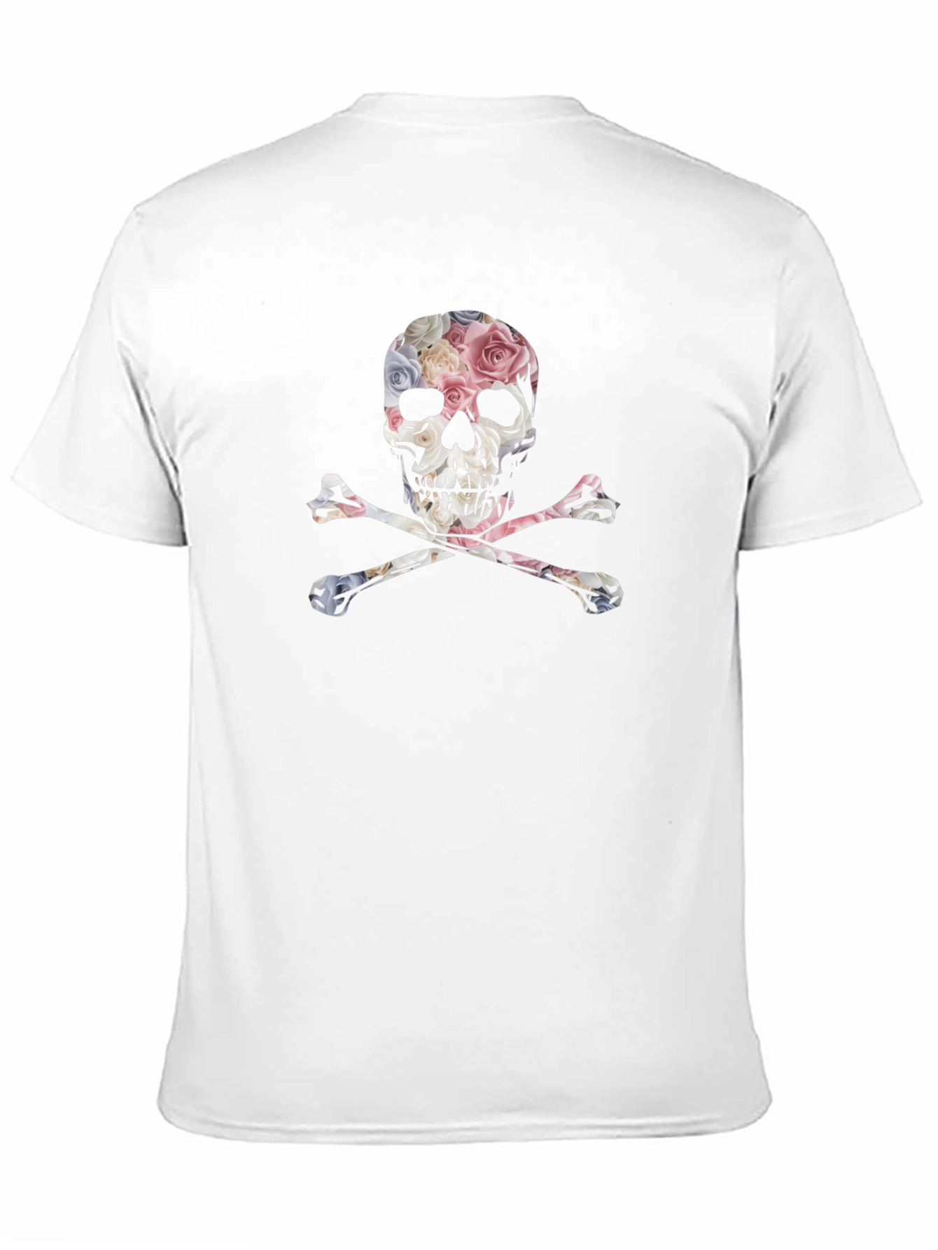 Floral Skull & Crossbones Graphic Tee - Black