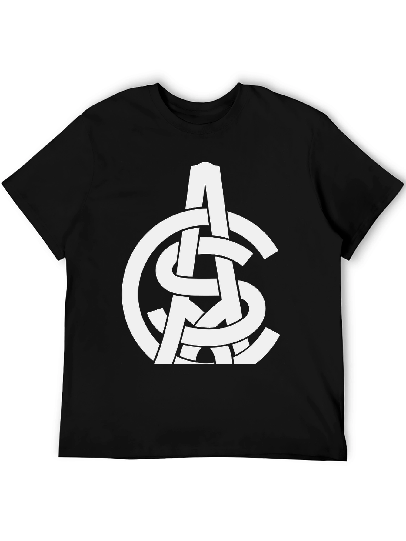 Abstract White Logo Print Black T-Shirt