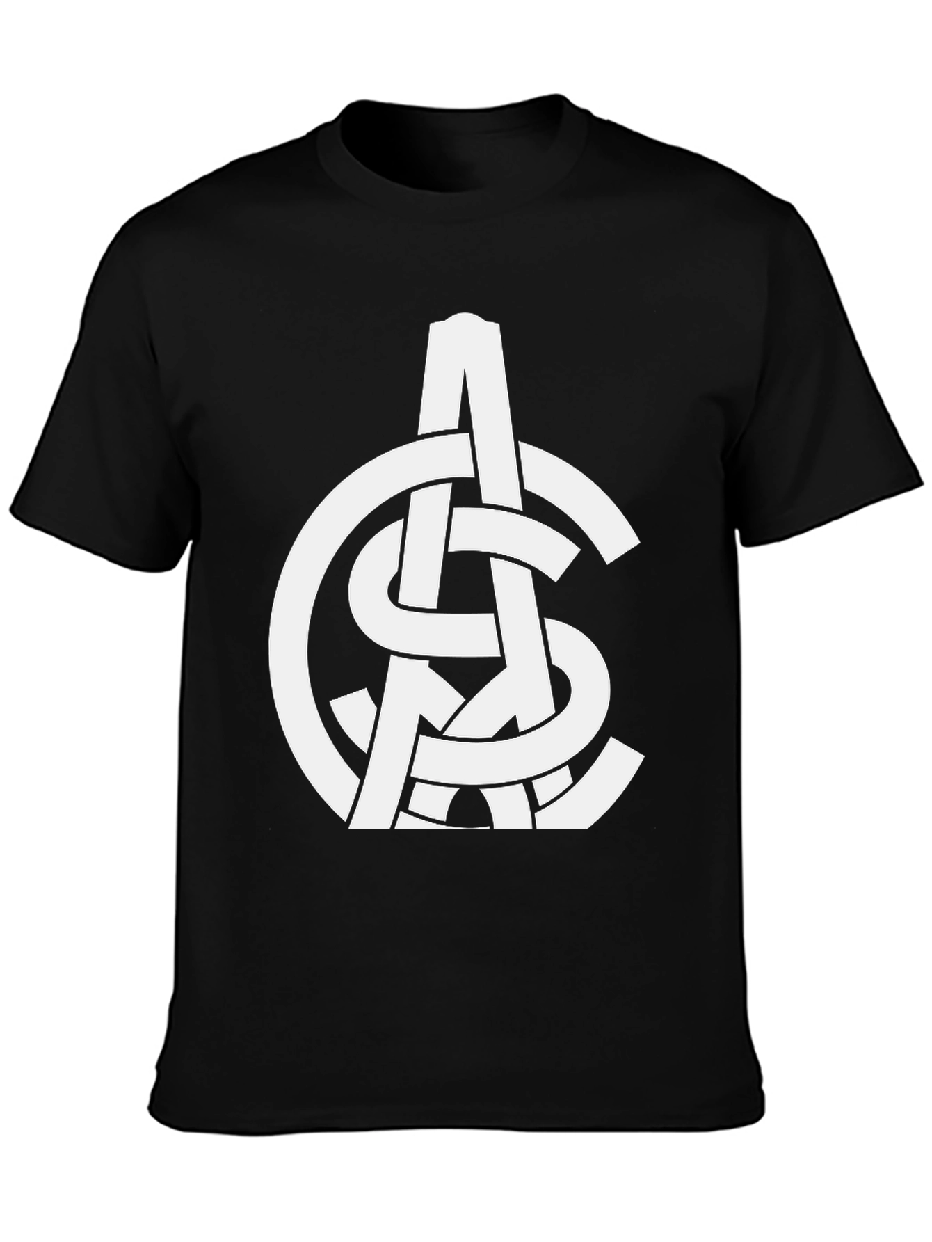 Abstract White Logo Print Black T-Shirt