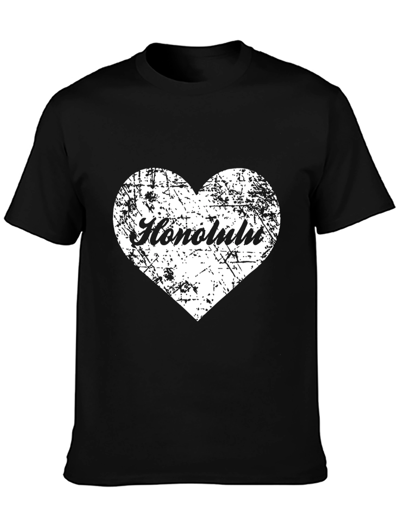 Honolulu Heart Graphic Black Tee