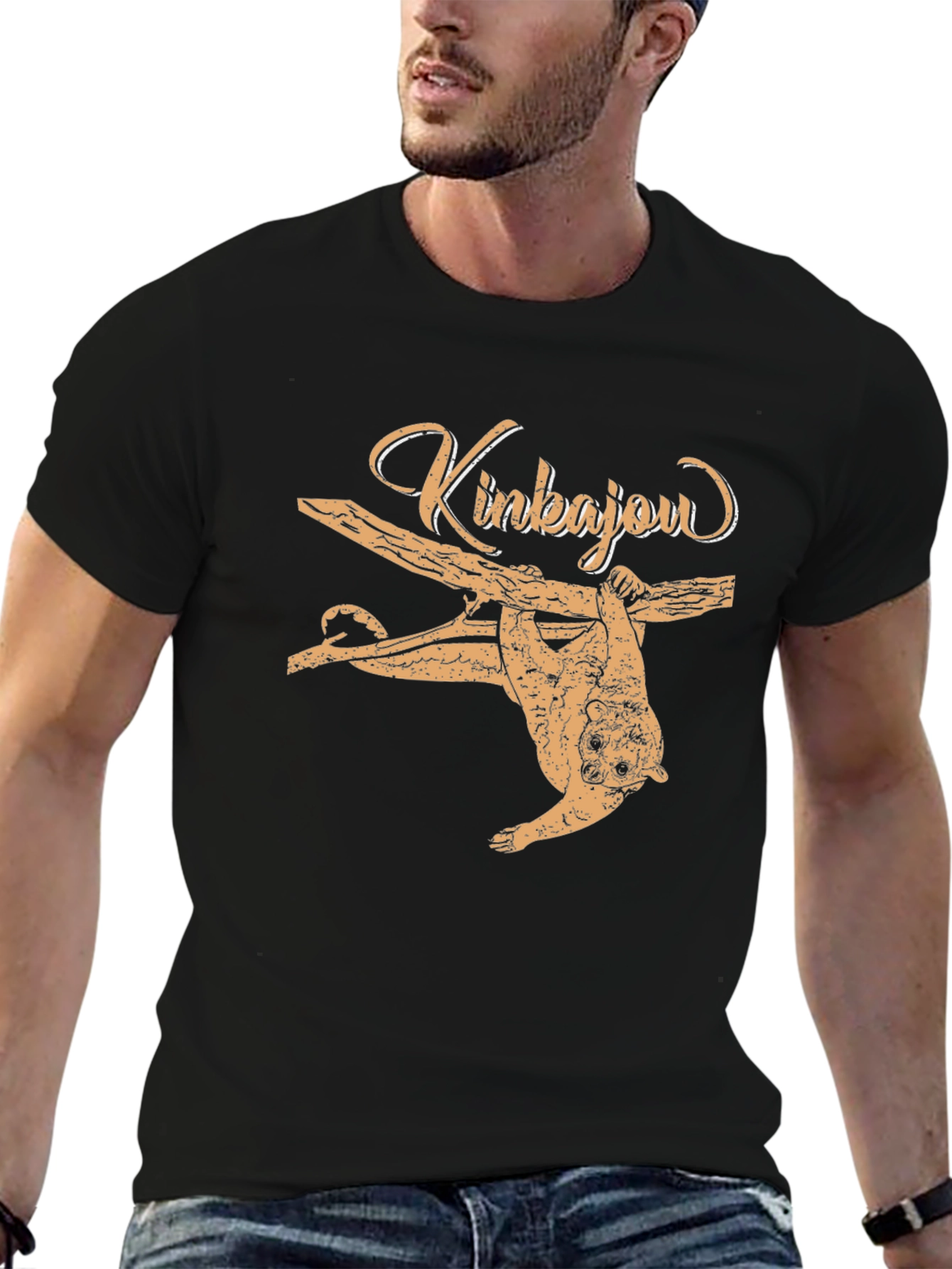 Kinkajou Animal Graphic Print Tee - Black