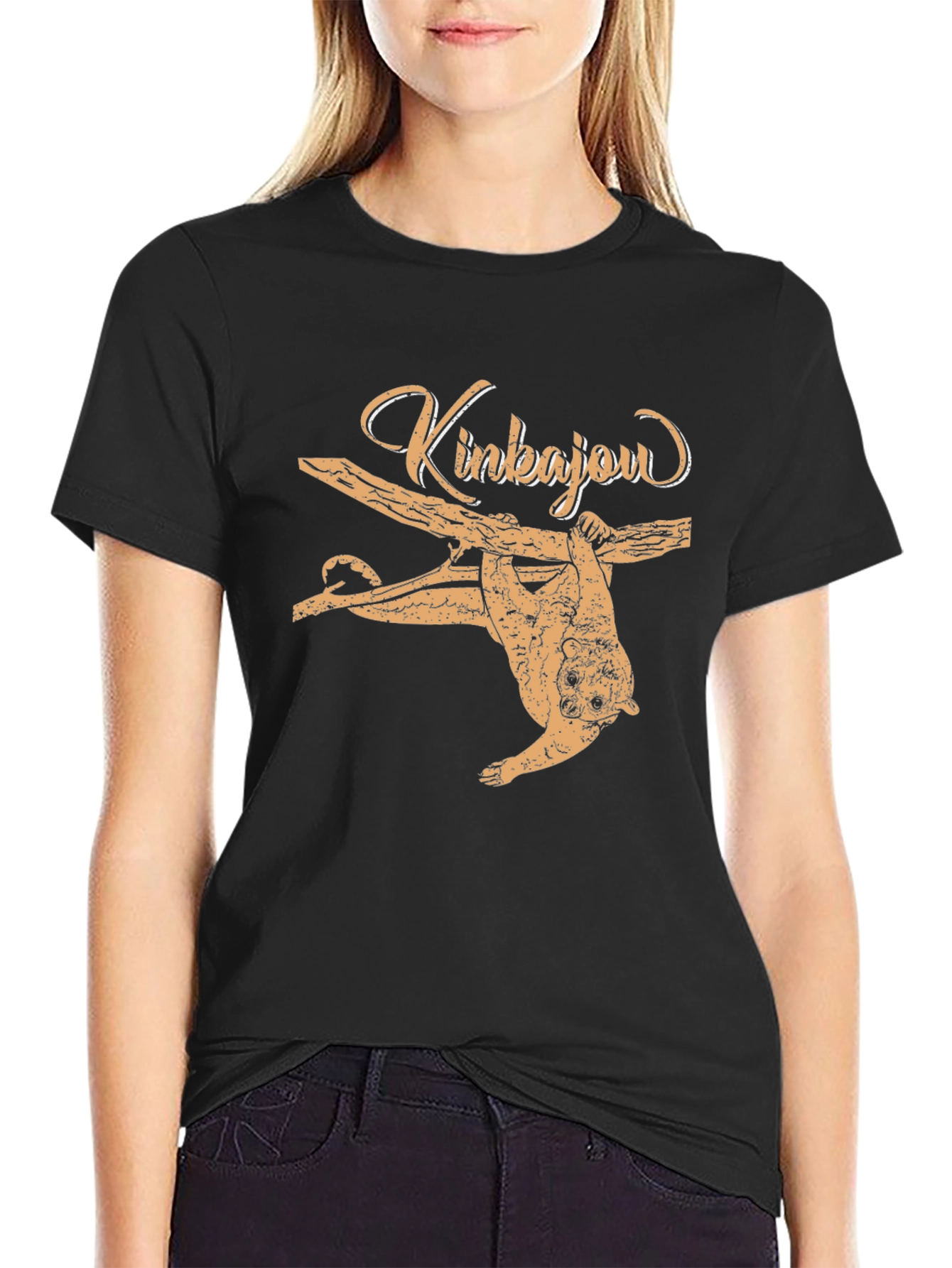 Kinkajou Animal Graphic Print Tee - Black