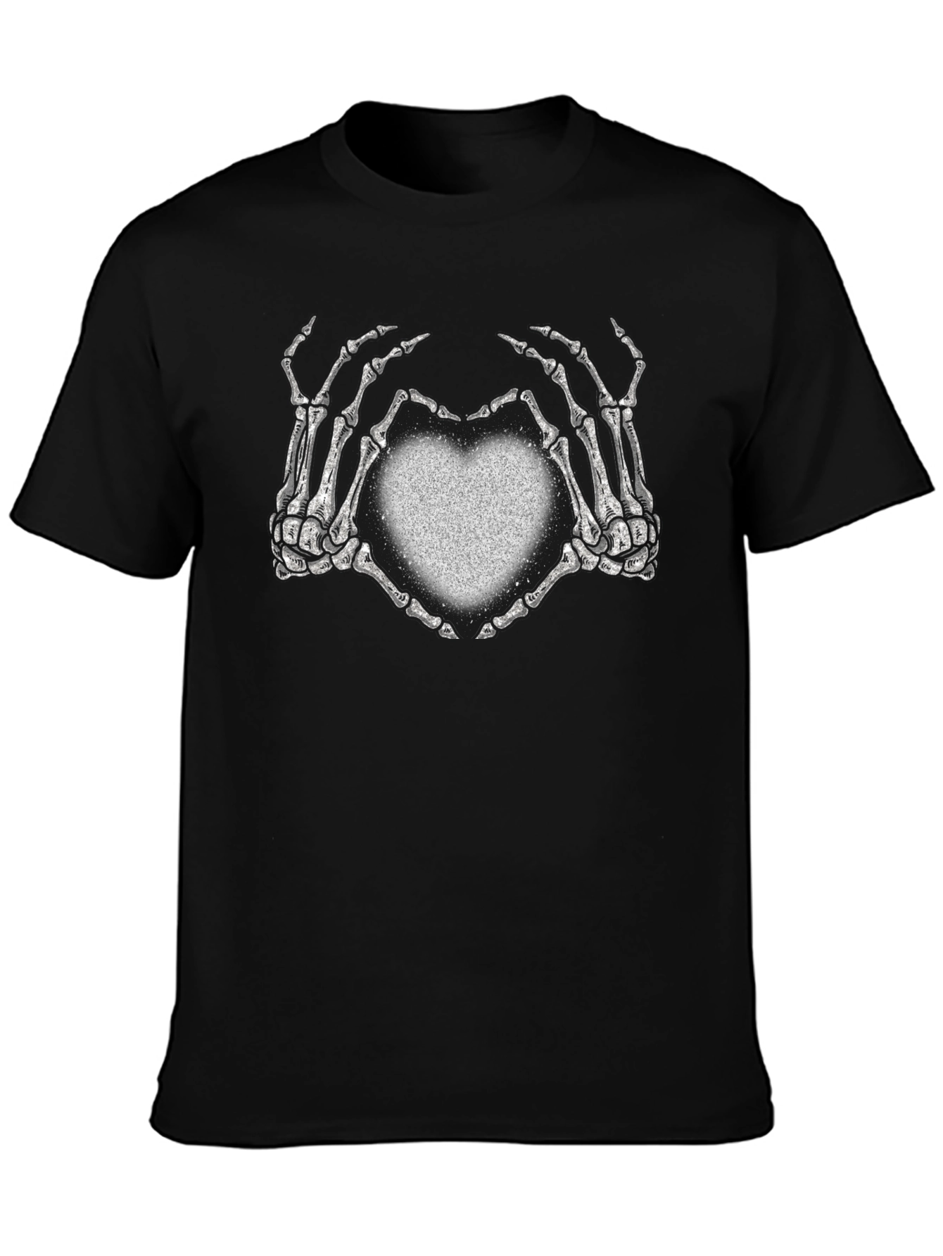 Skeleton Hands Heart Graphic Black Tee