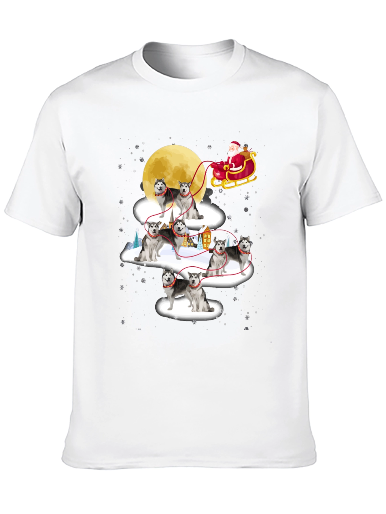 Festive Husky Santa Sleigh T-Shirt
