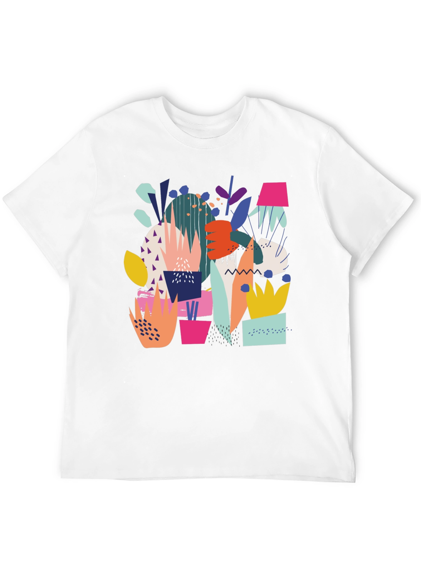 Abstract Plant Print Black T-Shirt