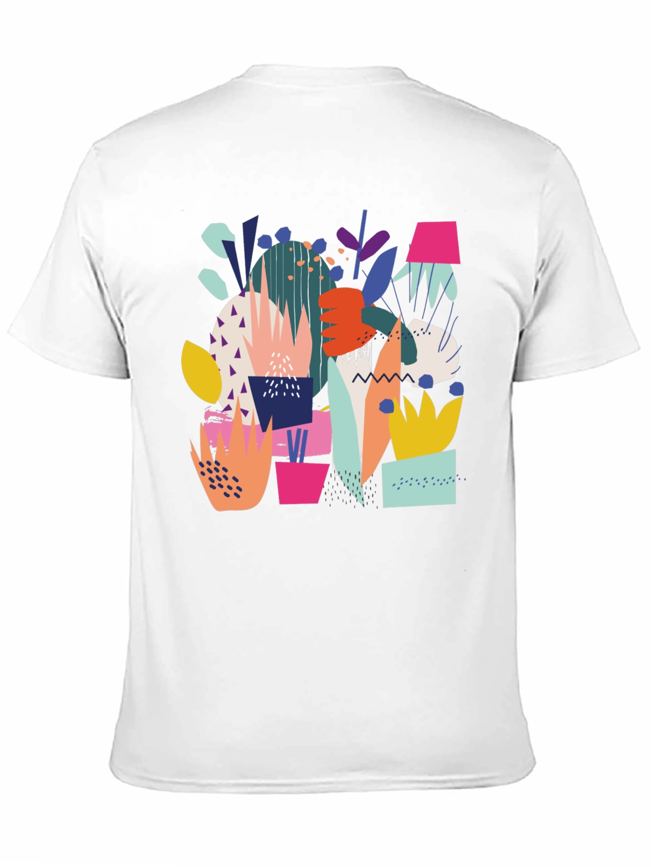 Abstract Plant Print Black T-Shirt