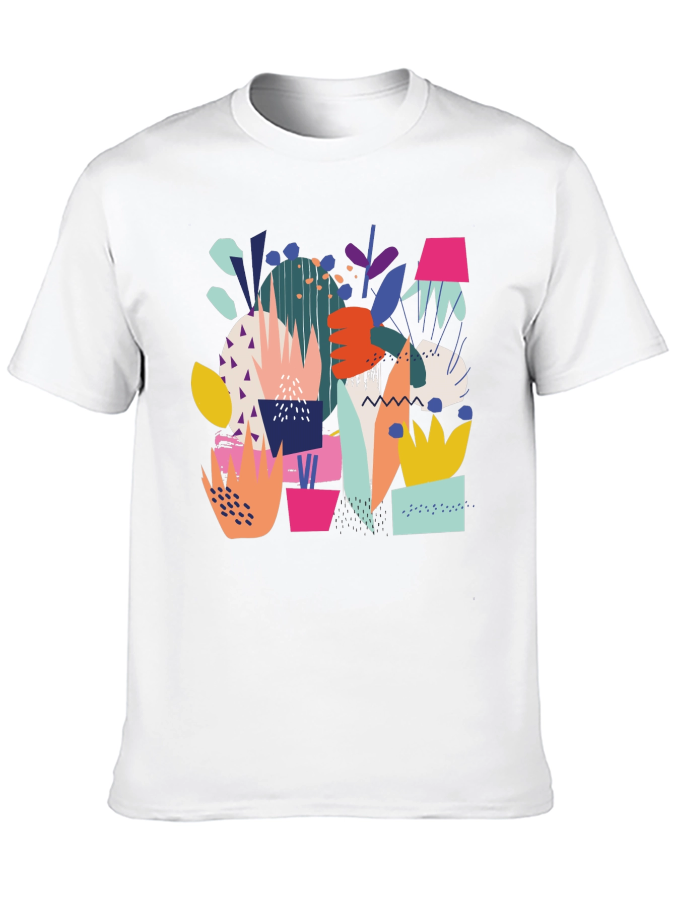 Abstract Plant Print Black T-Shirt