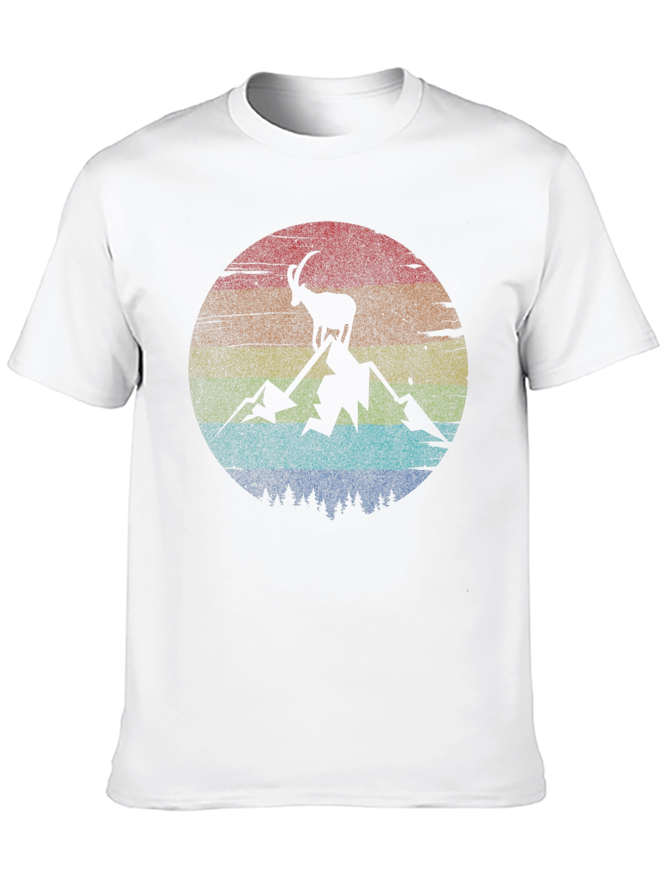 Retro Mountain Goat Graphic Tee - Black