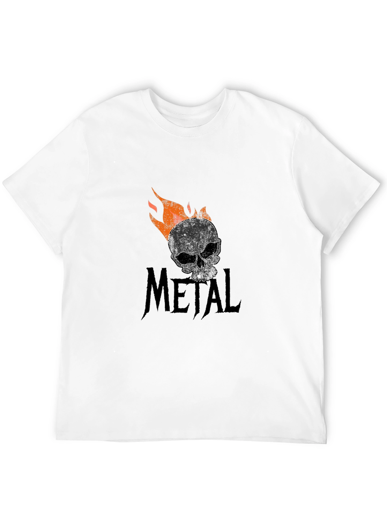 Metal Skull Flame Graphic Tee - Black