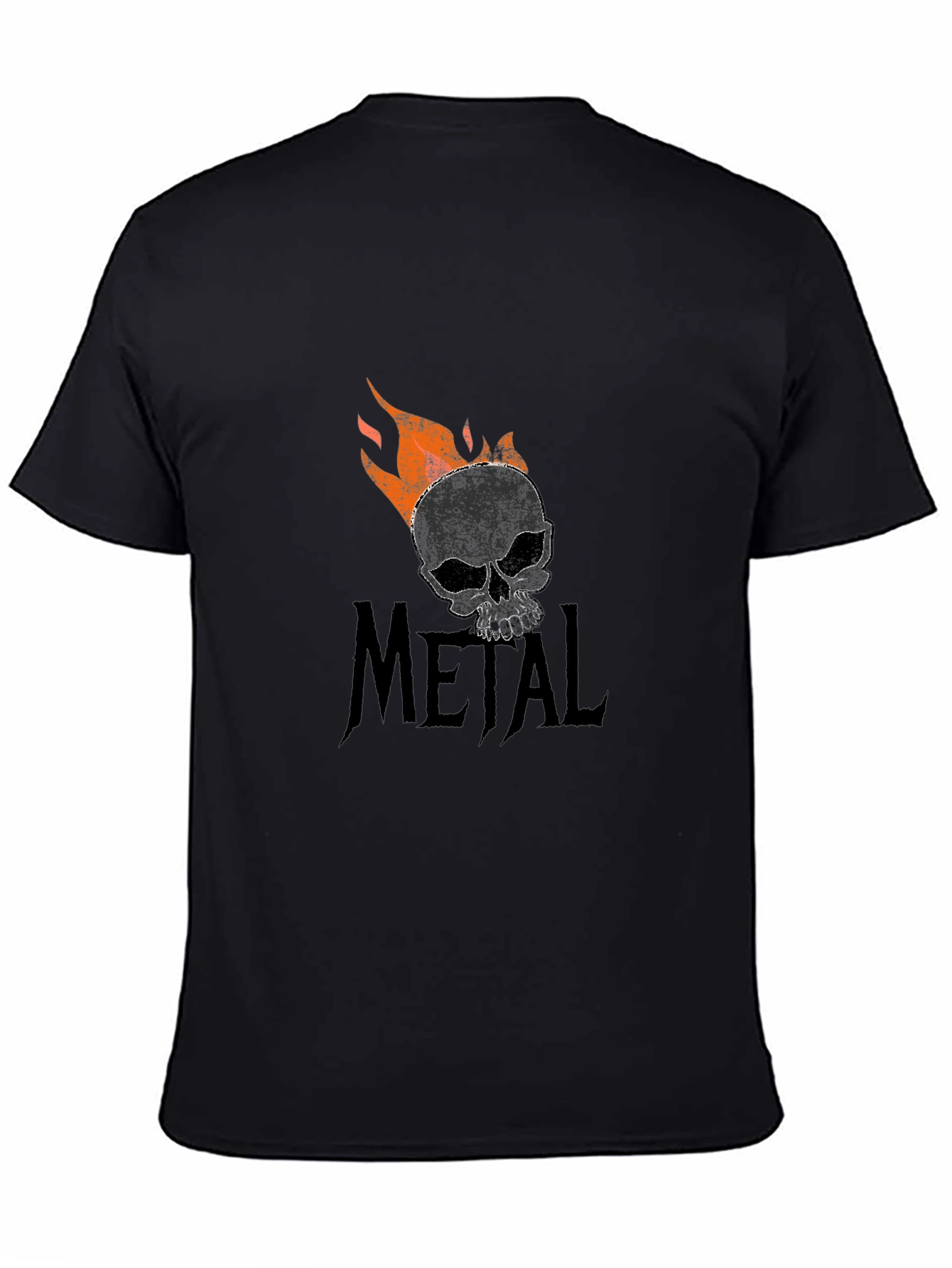 Metal Skull Flame Graphic Tee - Black