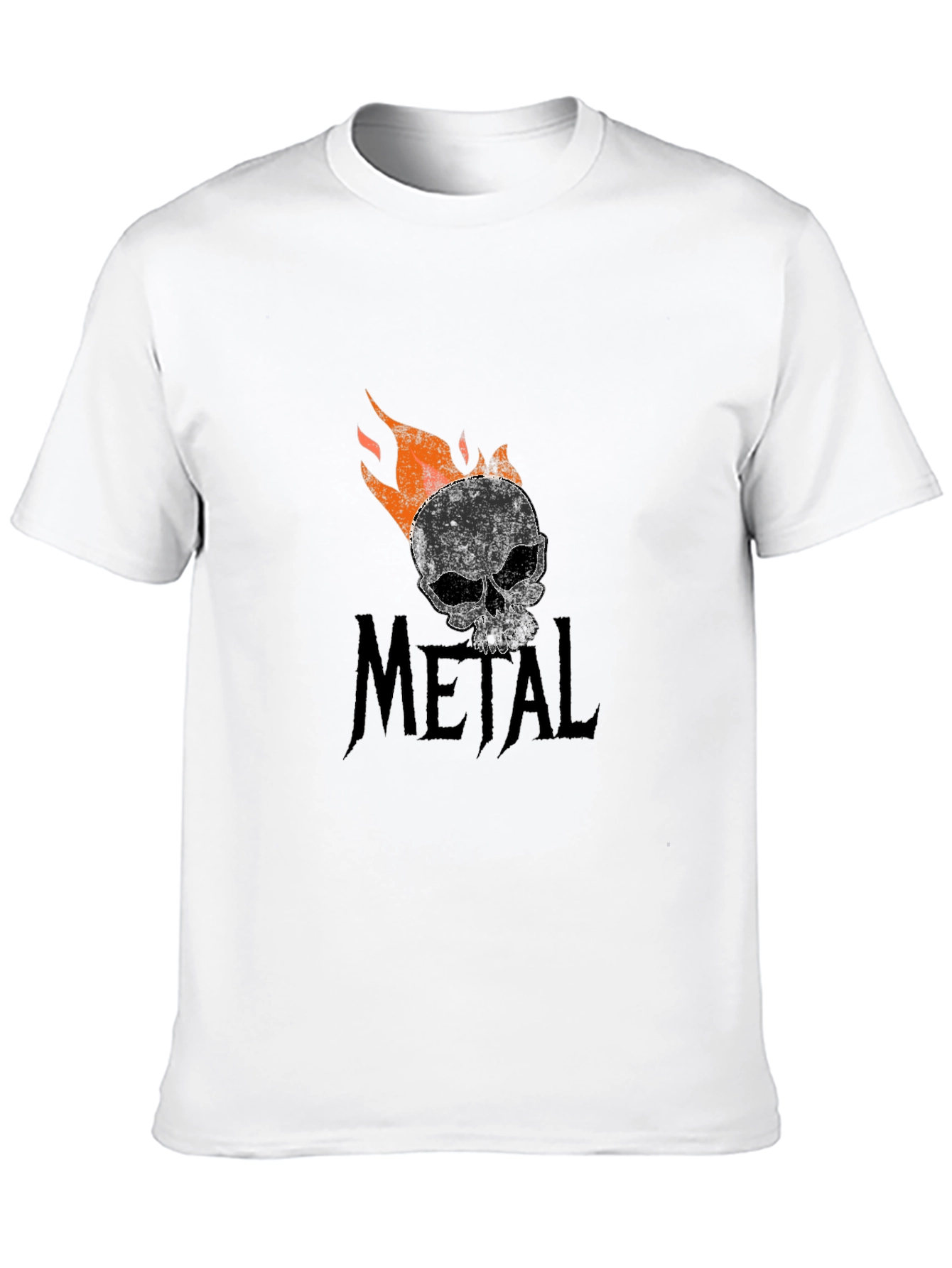 Metal Skull Flame Graphic Tee - Black