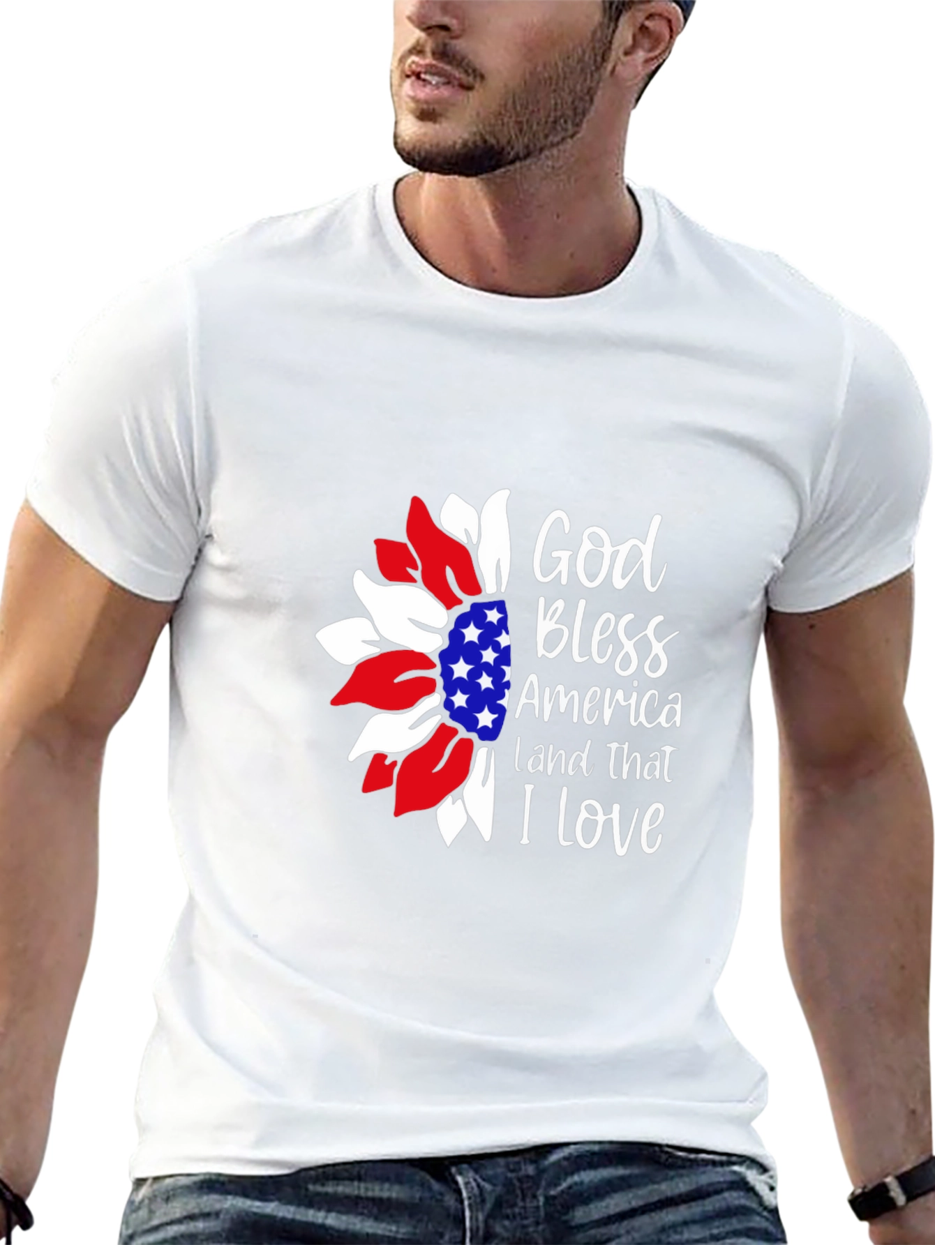 Patriotic Sunflower Graphic T-Shirt