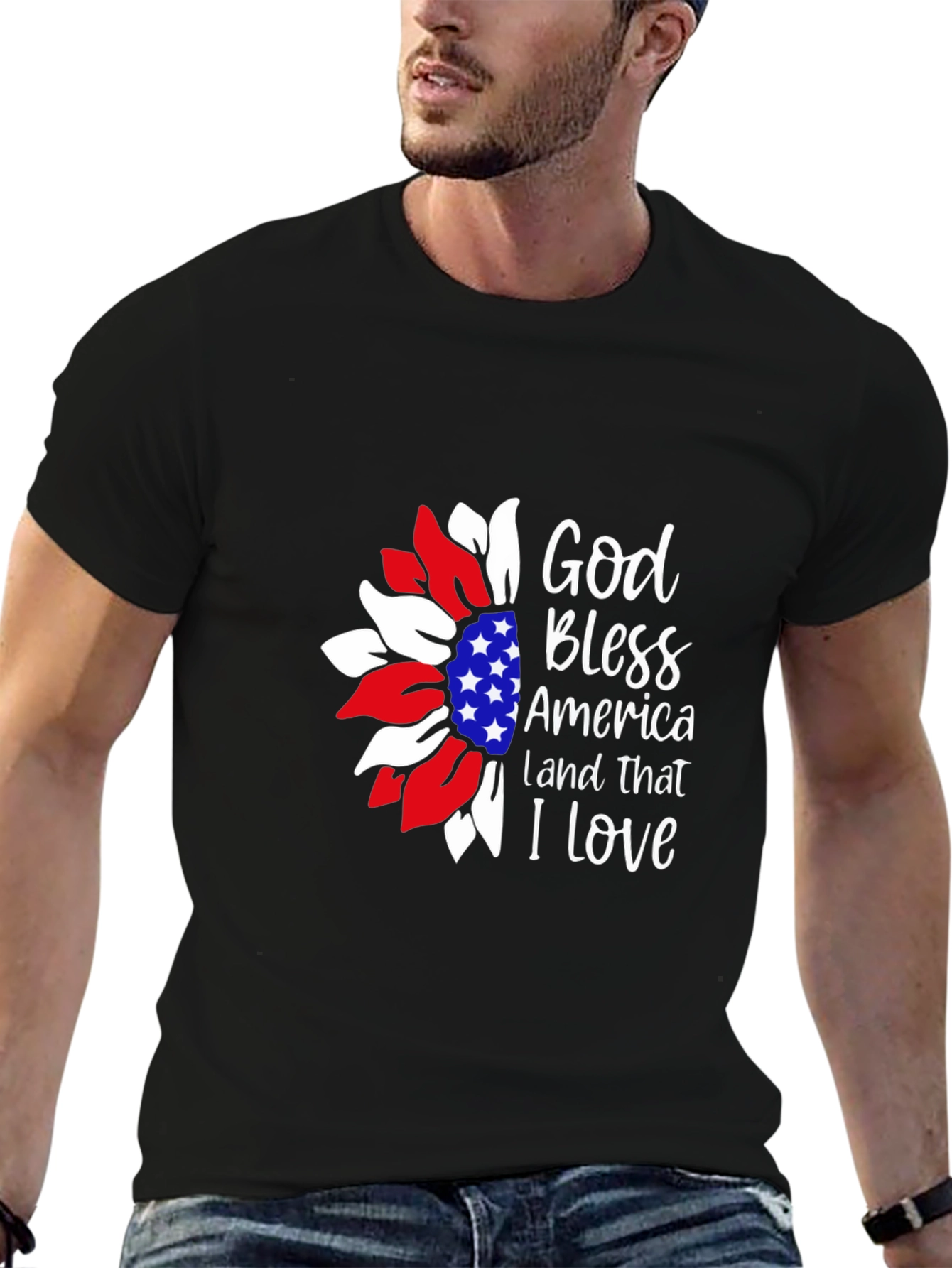 Patriotic Sunflower Graphic T-Shirt
