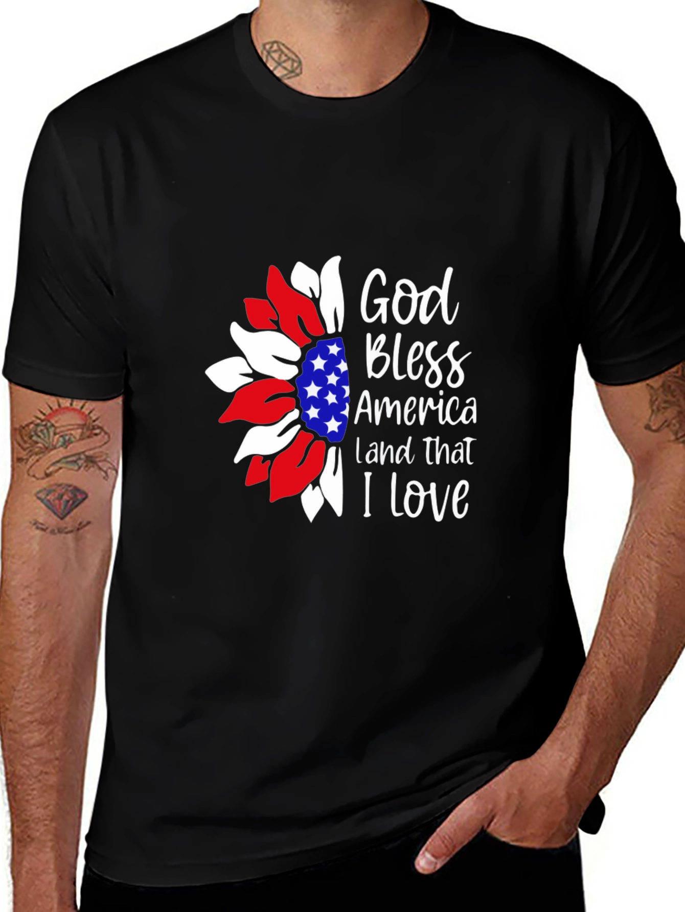 Patriotic Sunflower Graphic T-Shirt