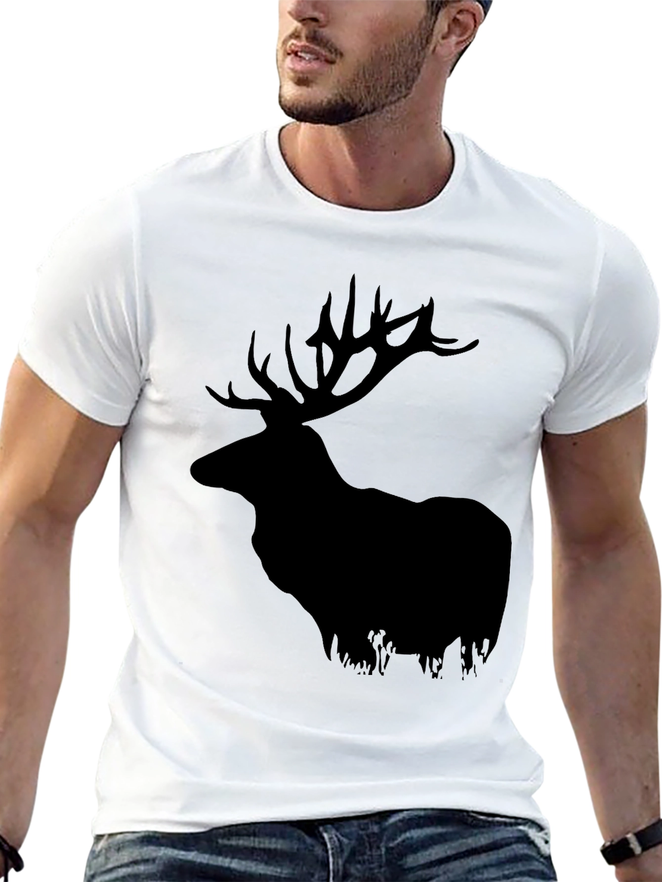 Elk Silhouette Graphic Tee - Black