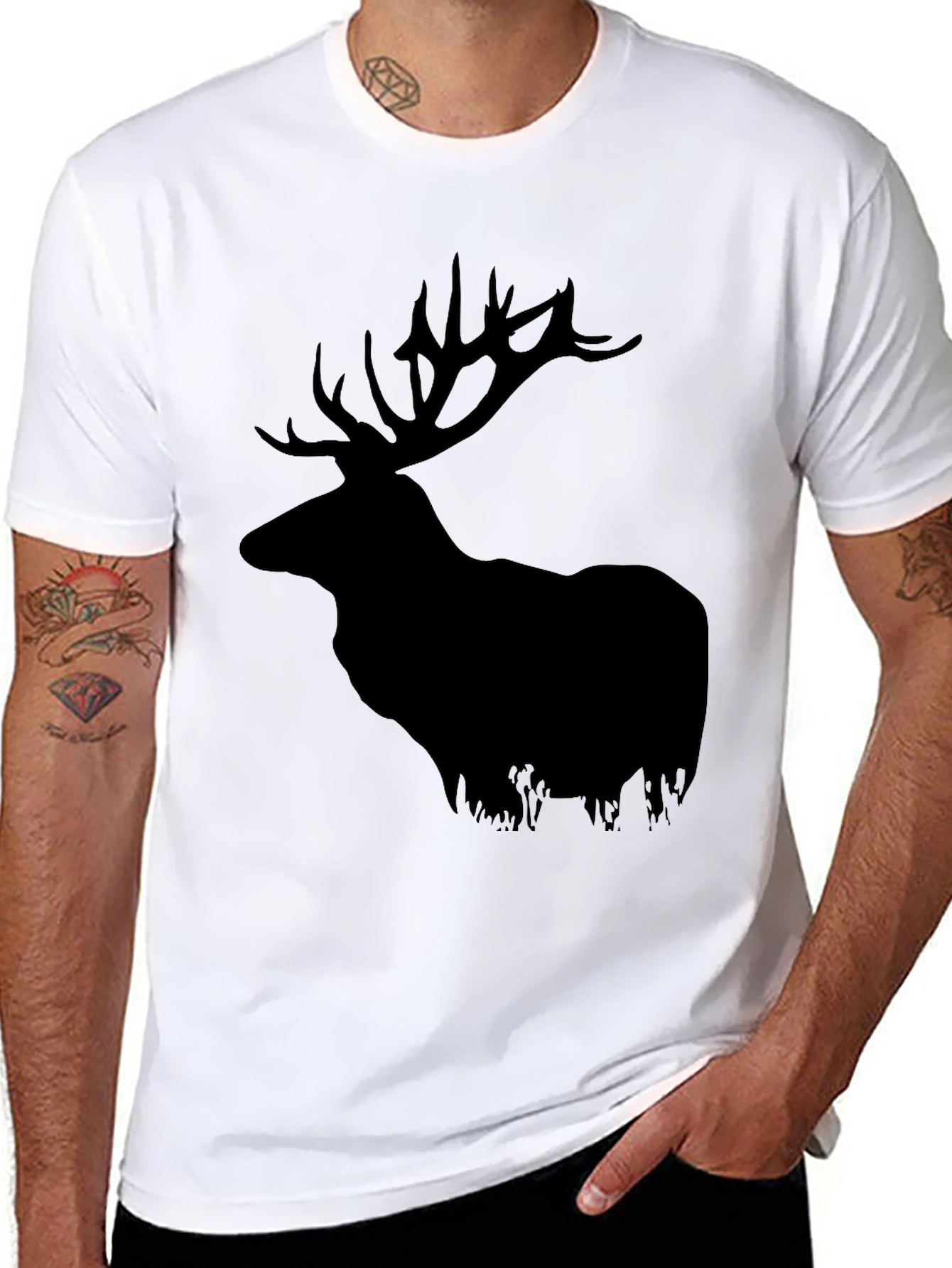 Elk Silhouette Graphic Tee - Black