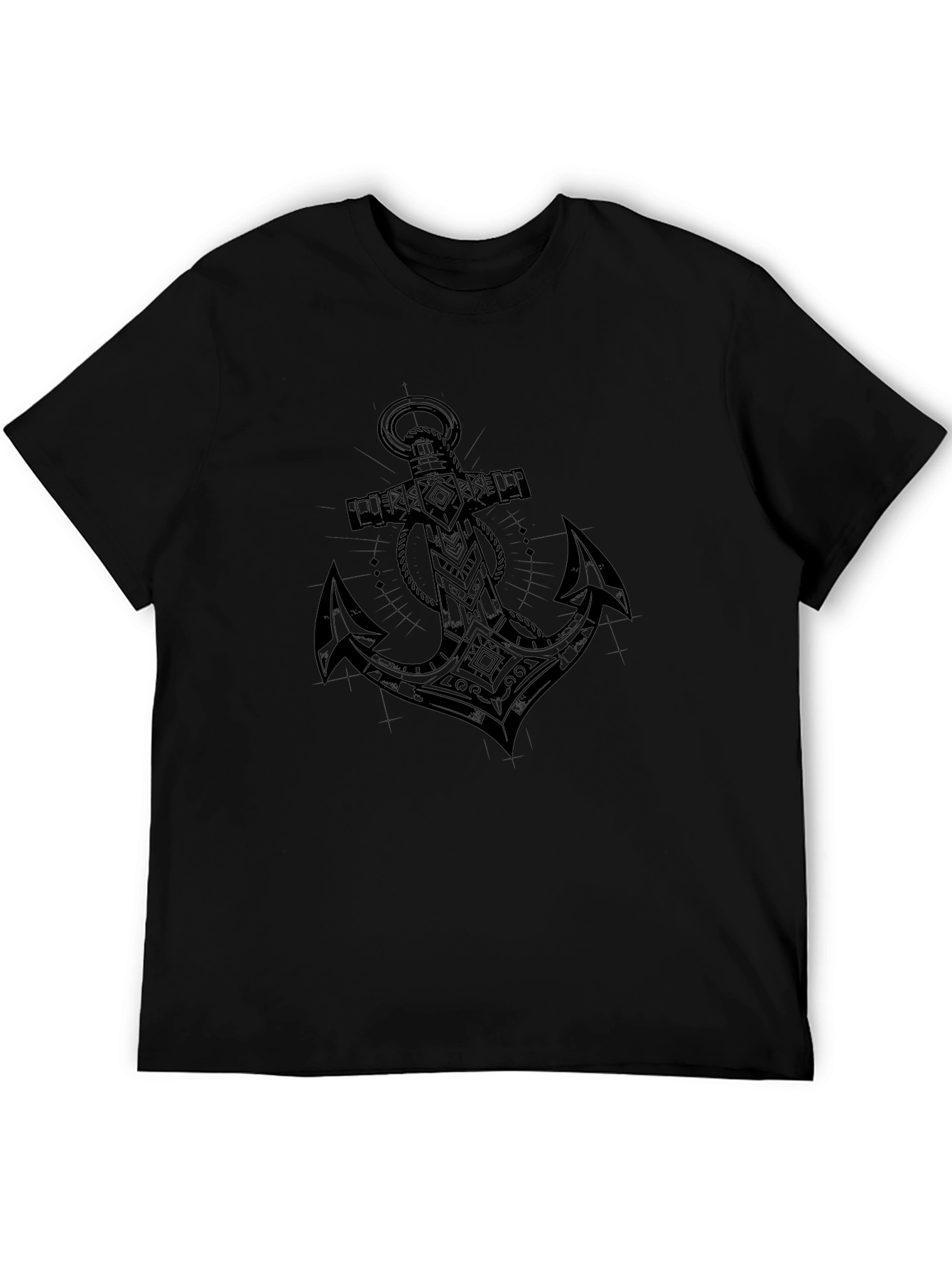 Black Anchor Tattoo Print T-Shirt