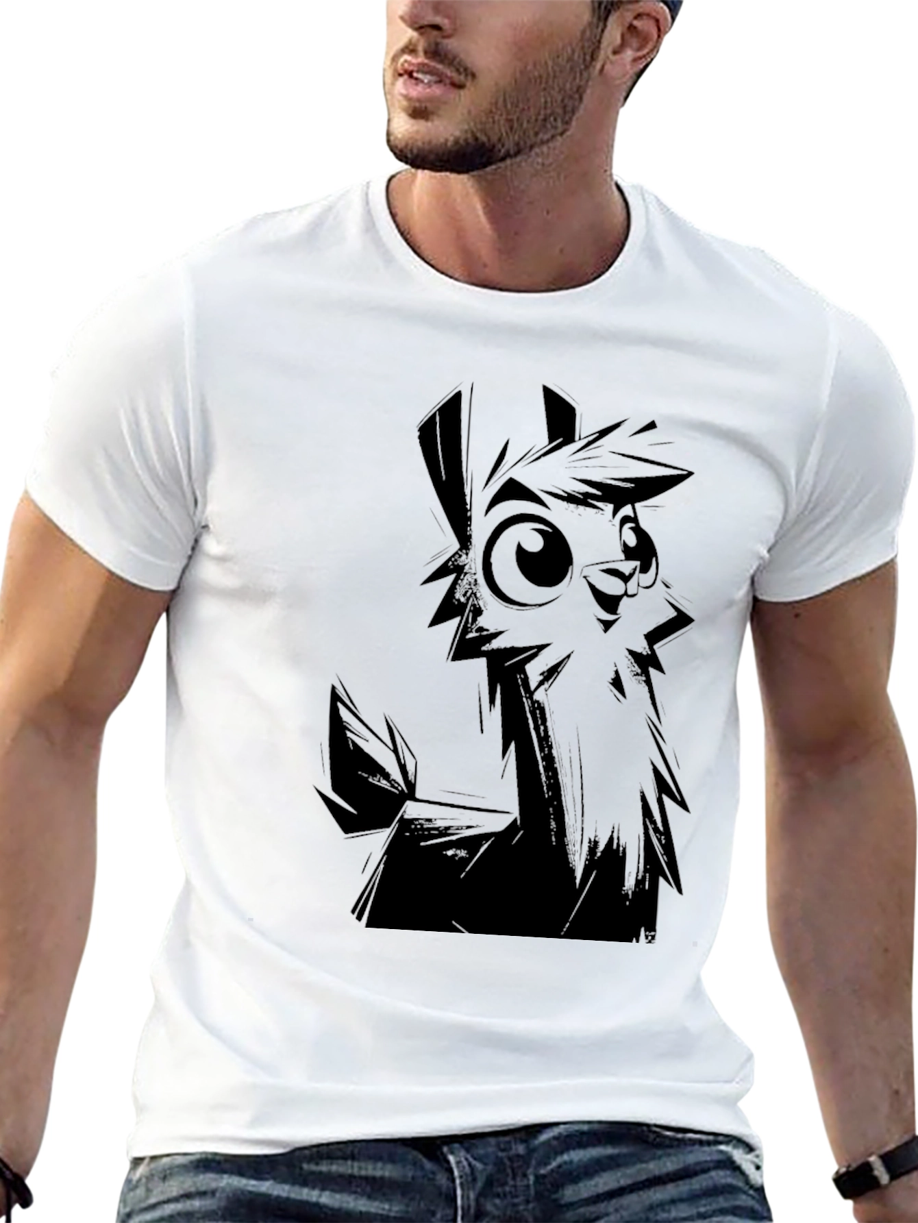 Llama Graphic T-Shirt - Black Crew Neck Tee