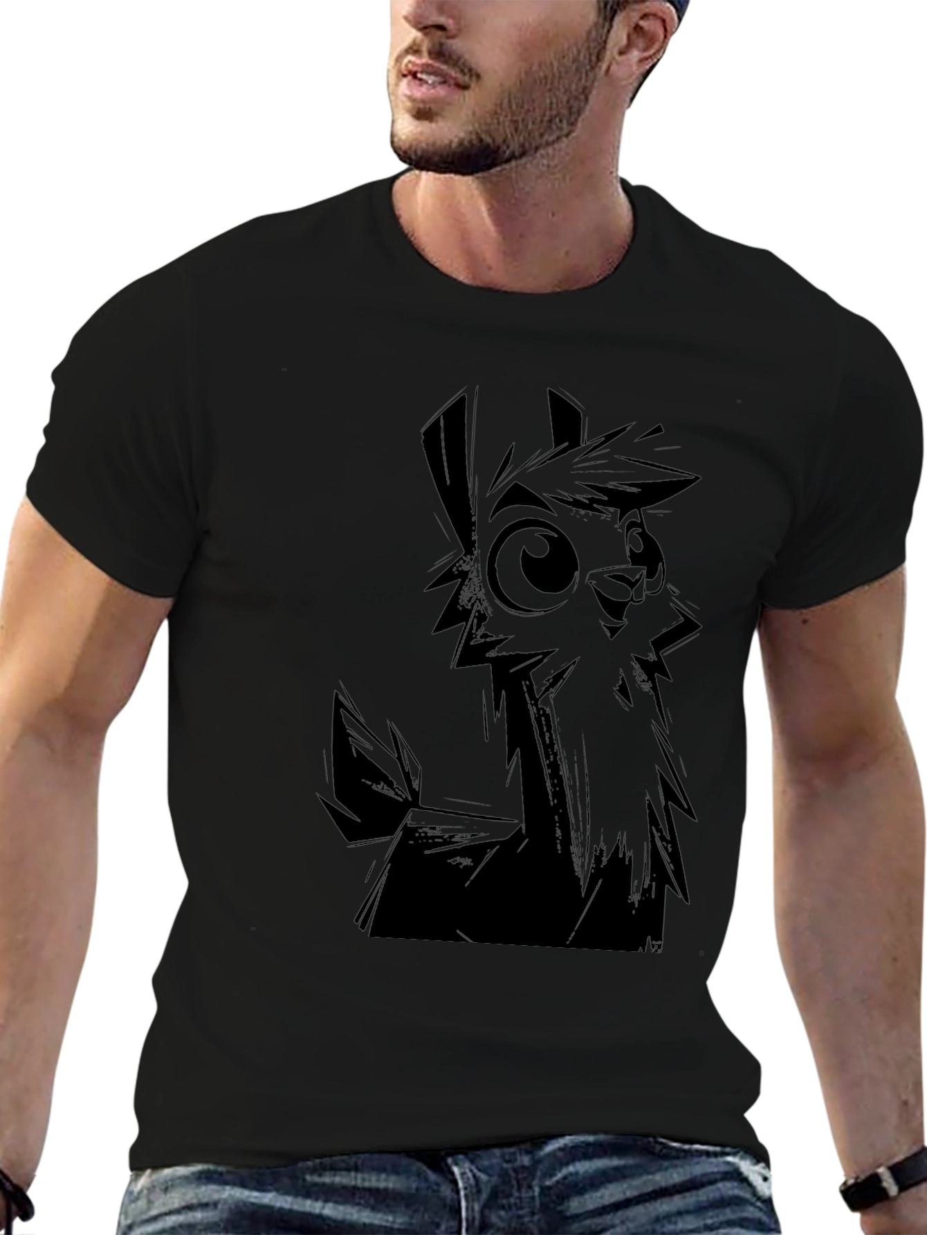 Llama Graphic T-Shirt - Black Crew Neck Tee
