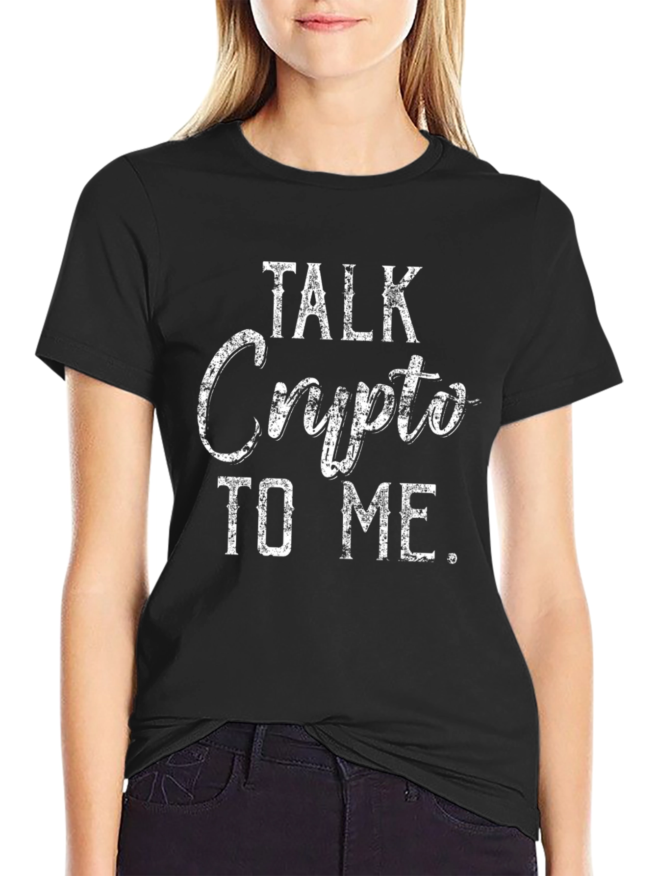 Talk Crypto To Me Black Graphic Tee