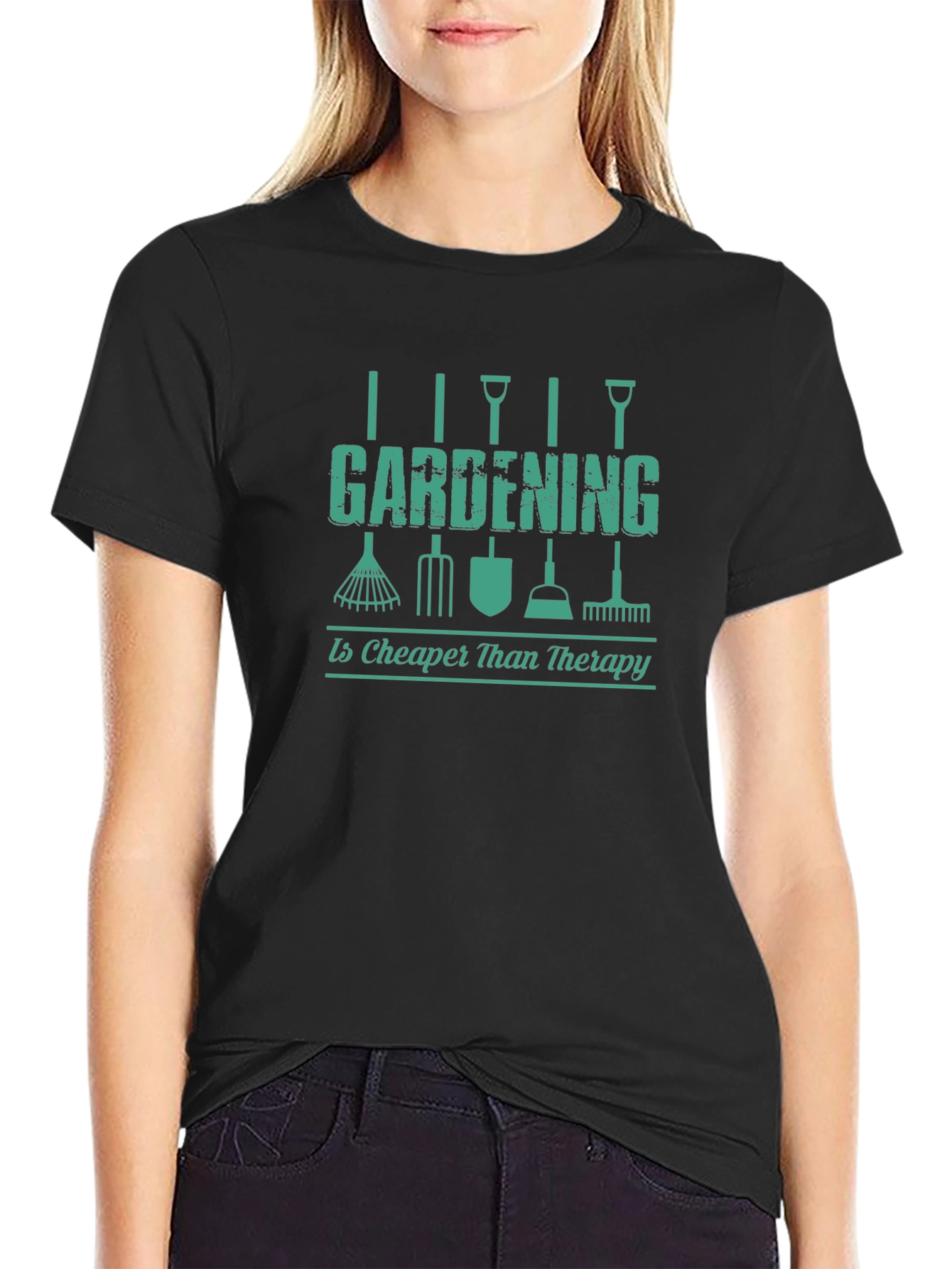 Gardening Therapy T-Shirt - Black Novelty Tee