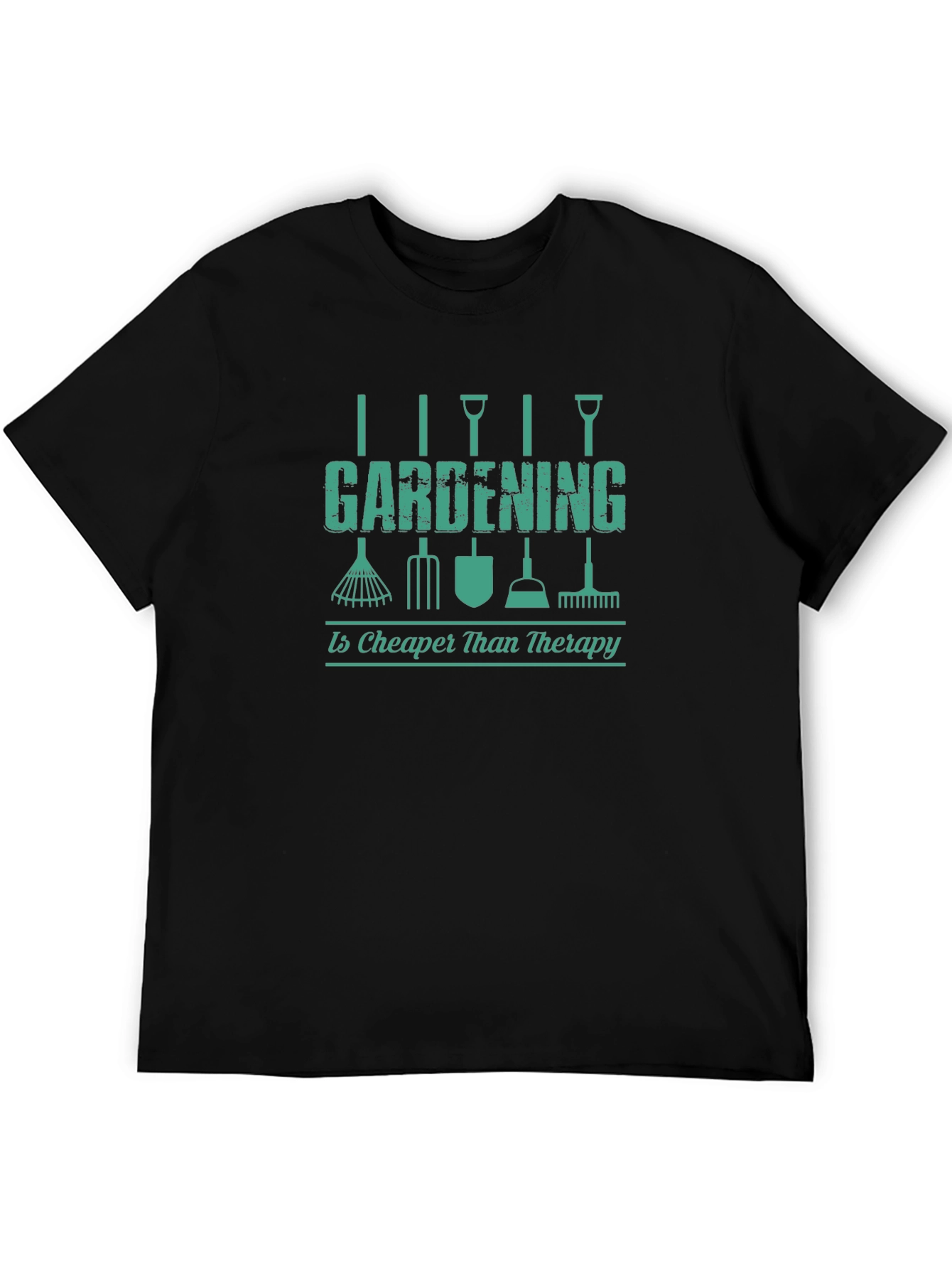 Gardening Therapy T-Shirt - Black Novelty Tee