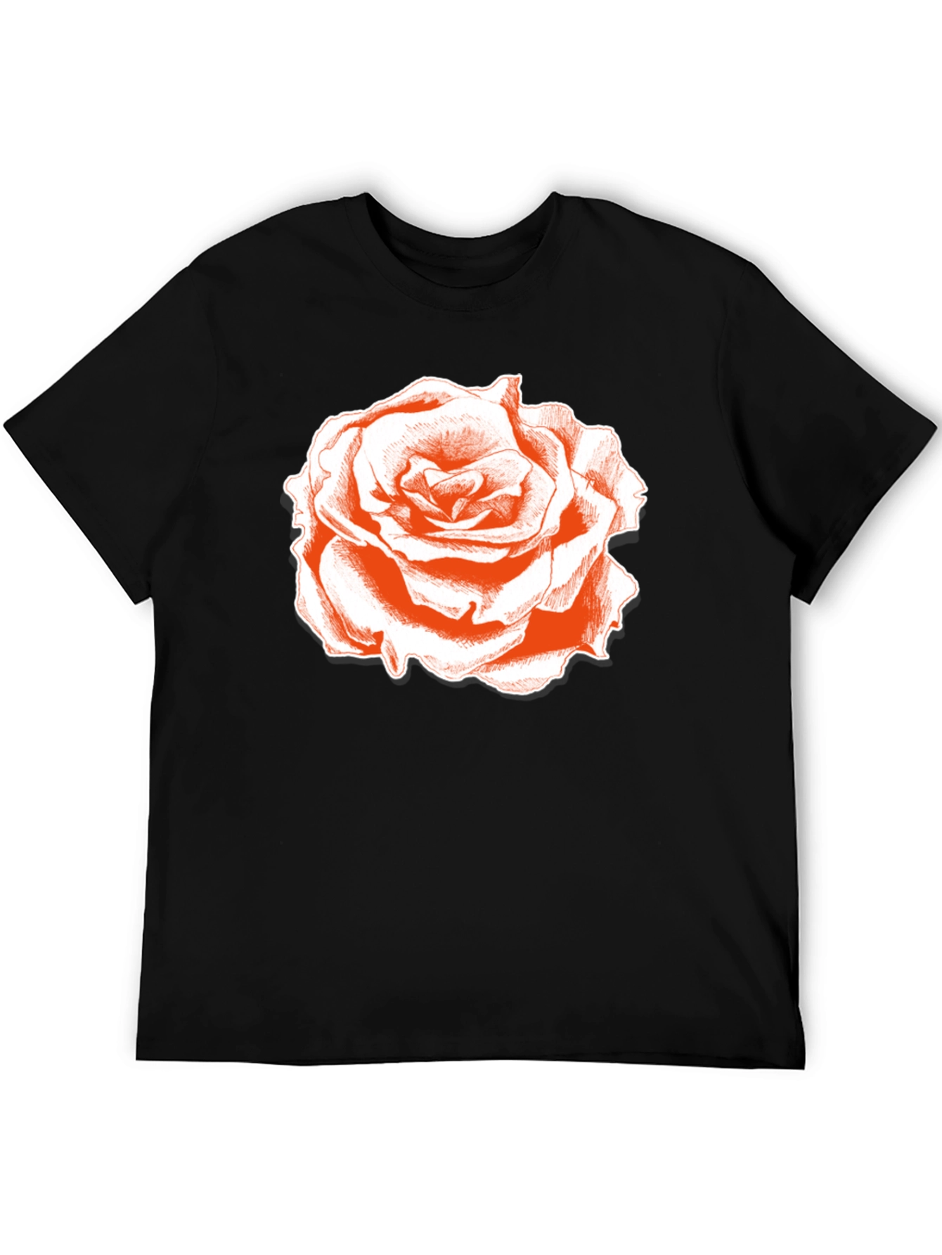 Rose Graphic Tee - Classic Black Cotton T-Shirt