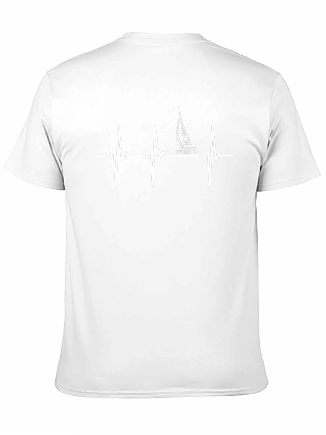 Sailboat Heartbeat Graphic Tee - Black Cotton T-Shirt
