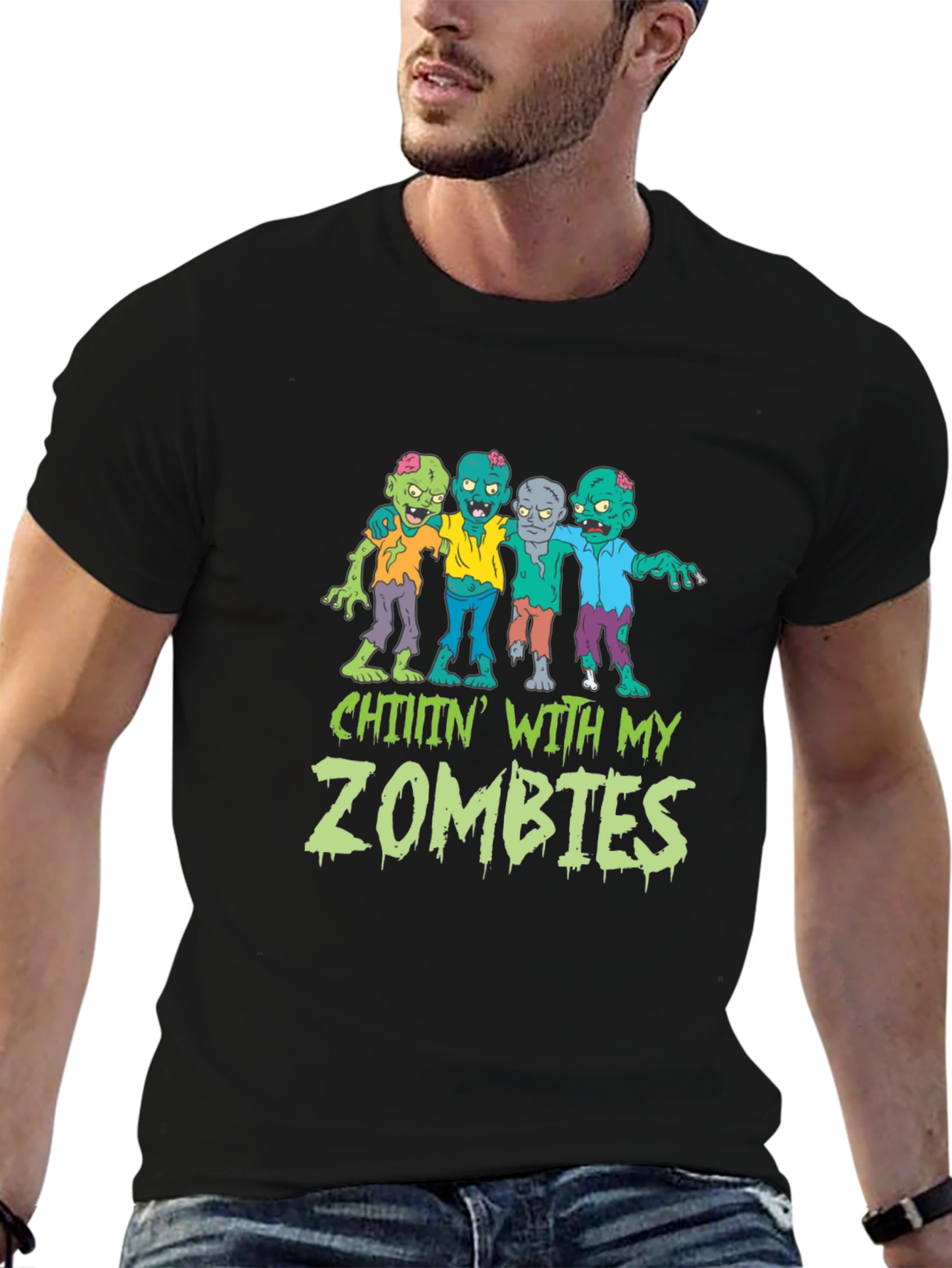 Chillin With My Zombies Graphic Tee - Halloween