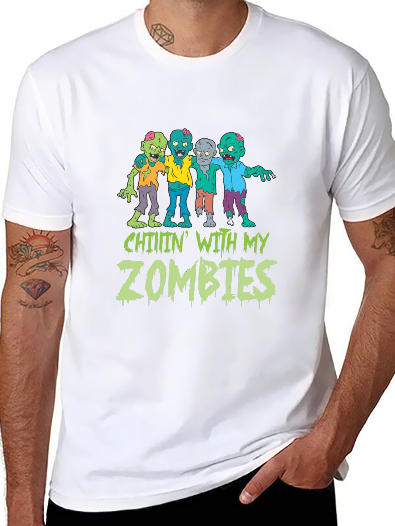 Chillin With My Zombies Graphic Tee - Halloween