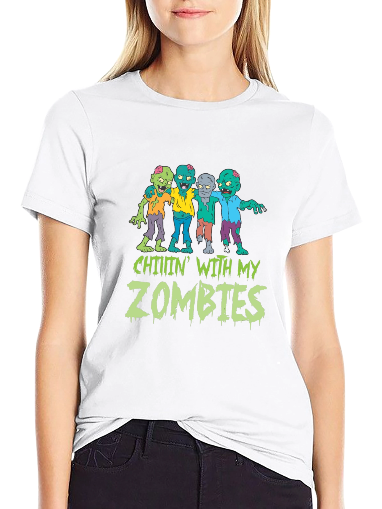 Chillin With My Zombies Graphic Tee - Halloween