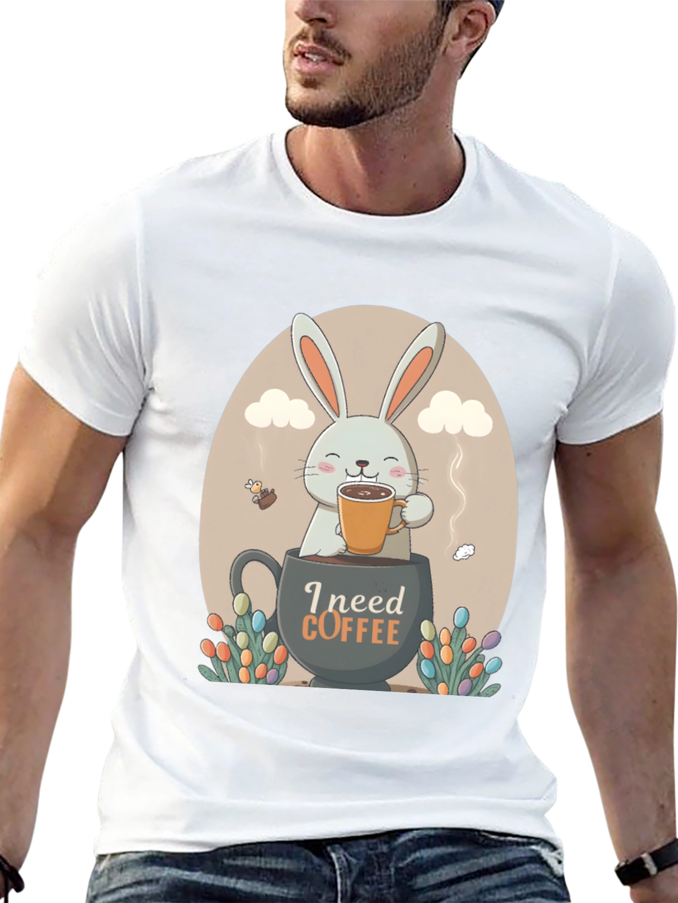 I Need Coffee Easter Bunny T-Shirt