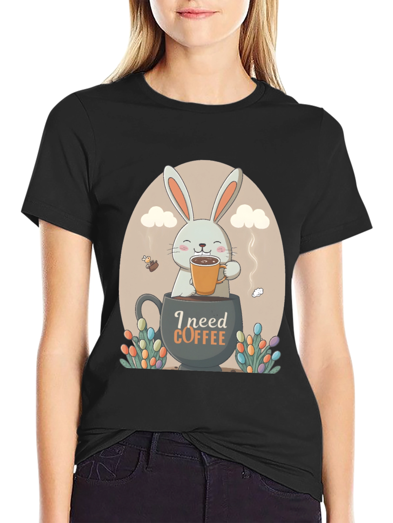 I Need Coffee Easter Bunny T-Shirt