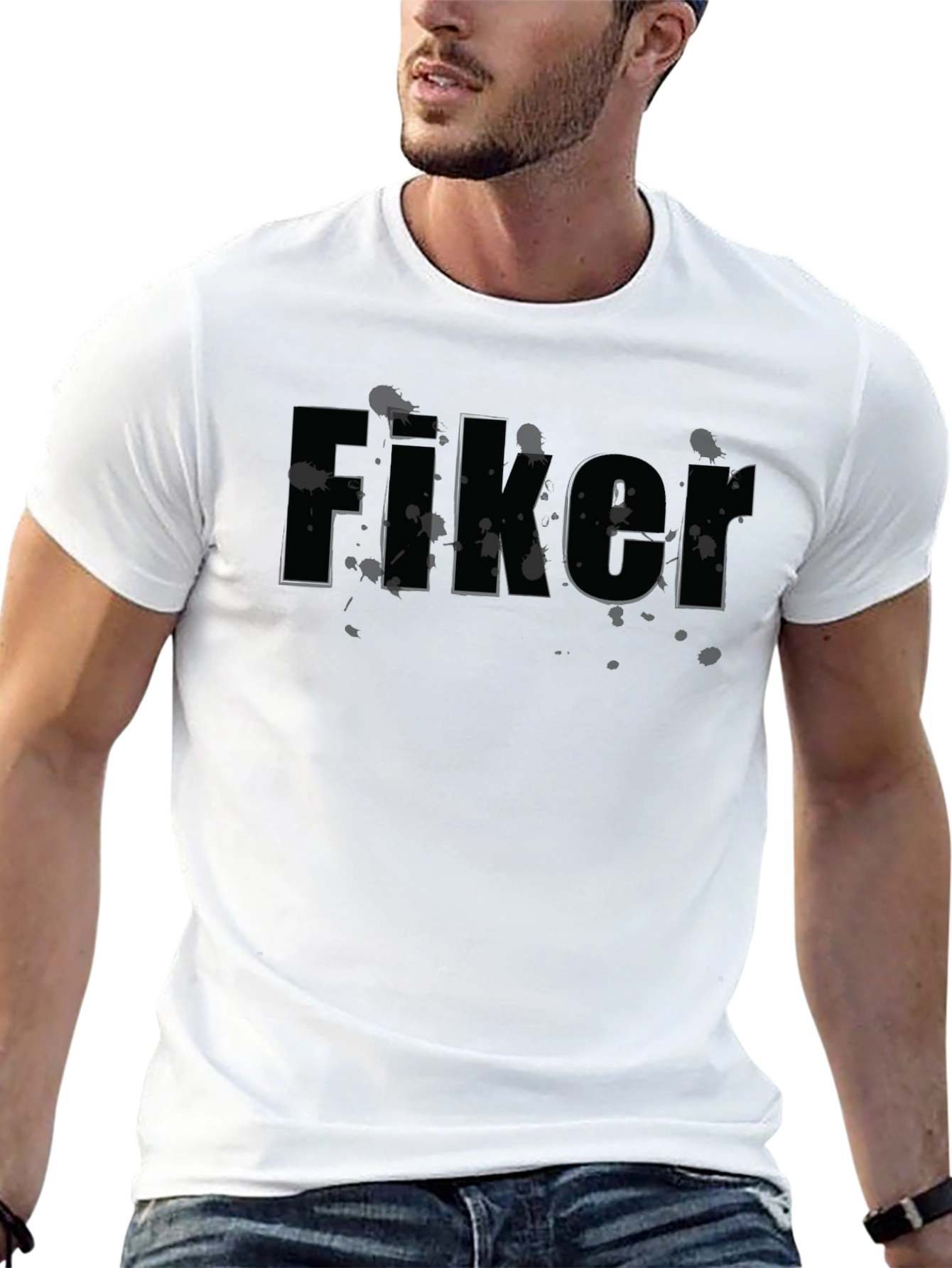 Mens Black Fiker Graphic Print T-Shirt