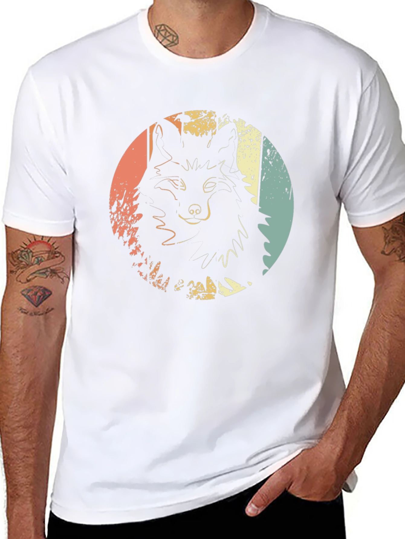 Retro Wolf Graphic Print Tee
