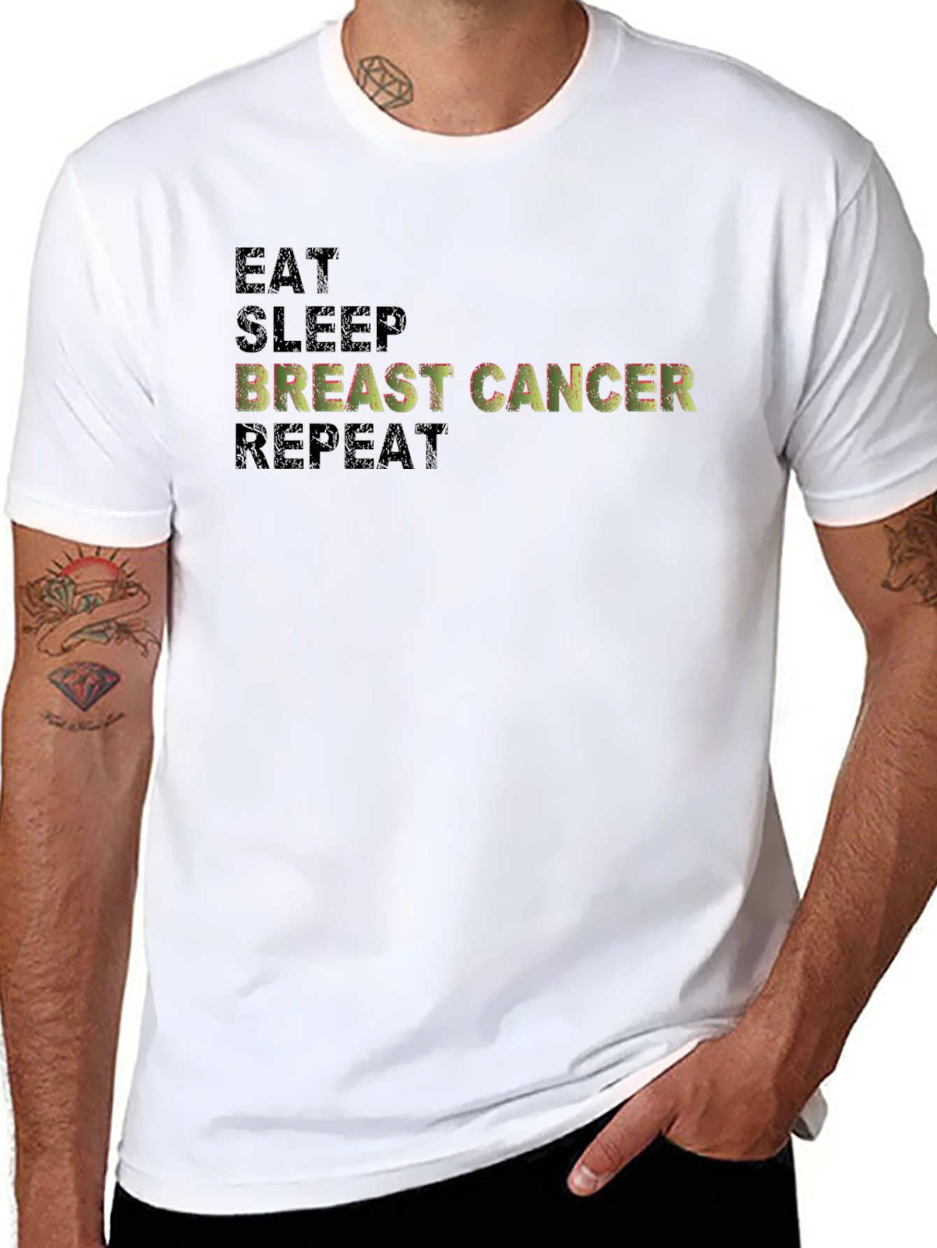Eat Sleep Breast Cancer Repeat Graphic Tee