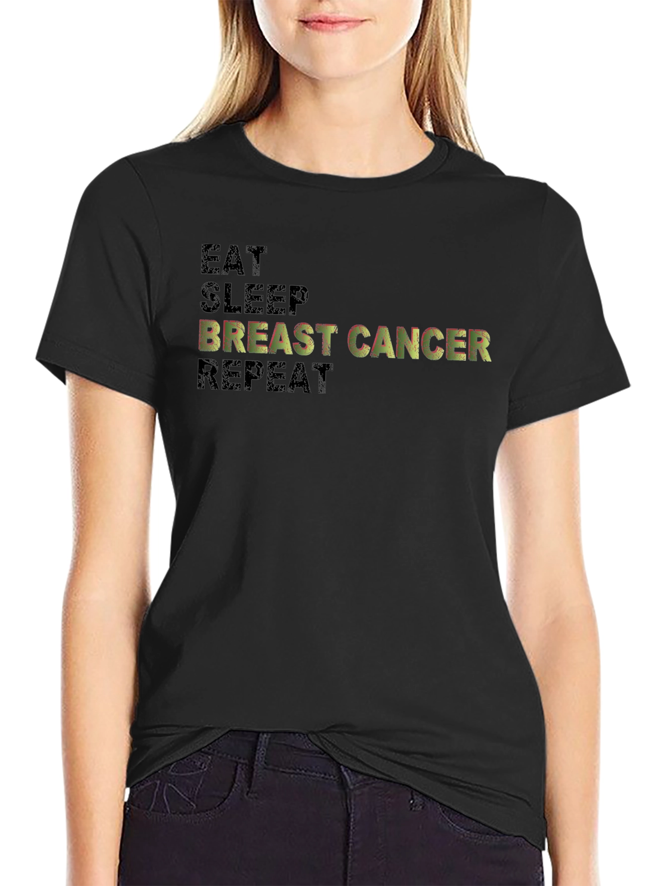 Eat Sleep Breast Cancer Repeat Graphic Tee