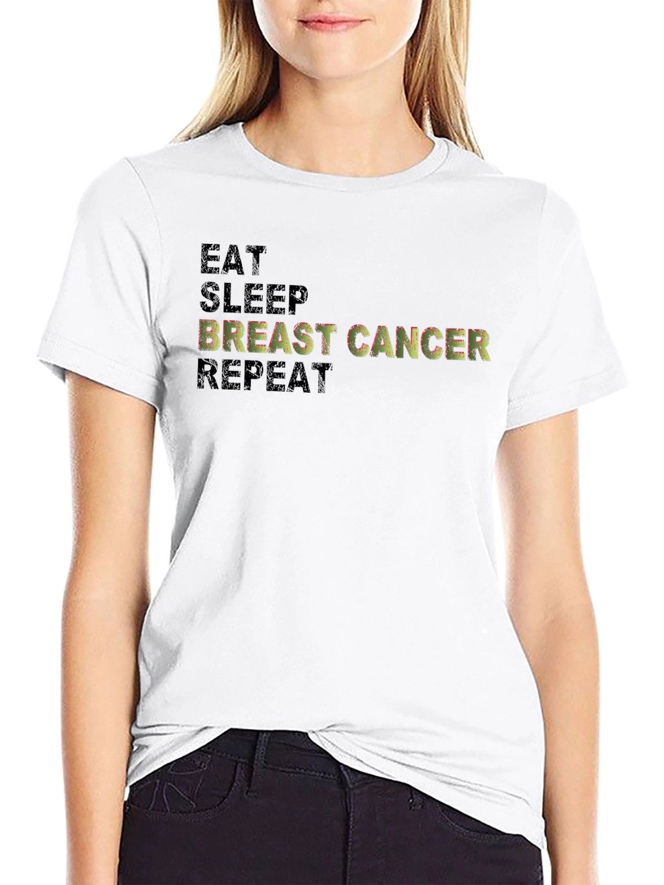 Eat Sleep Breast Cancer Repeat Graphic Tee