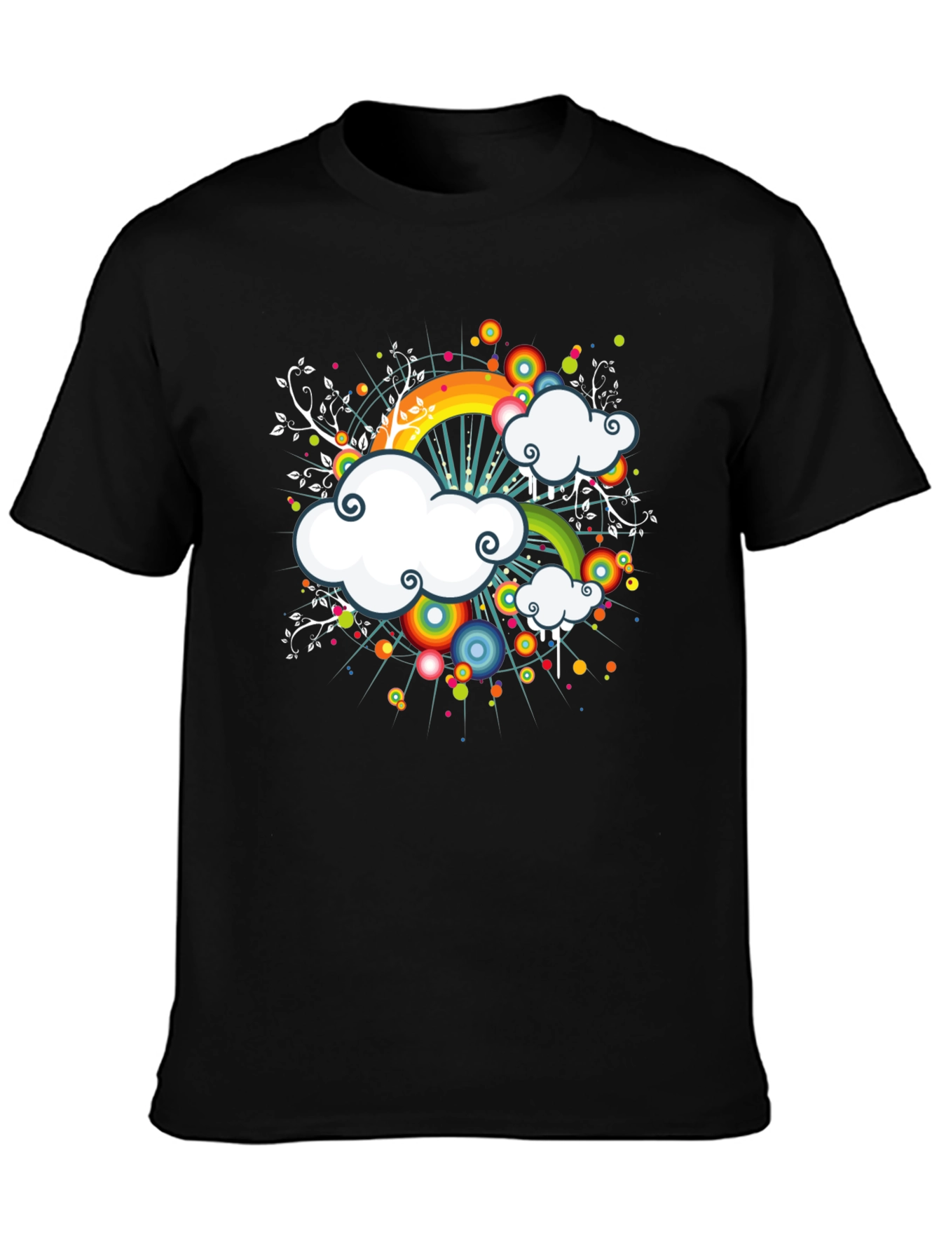 Rainbow Cloud Graphic Black Tee