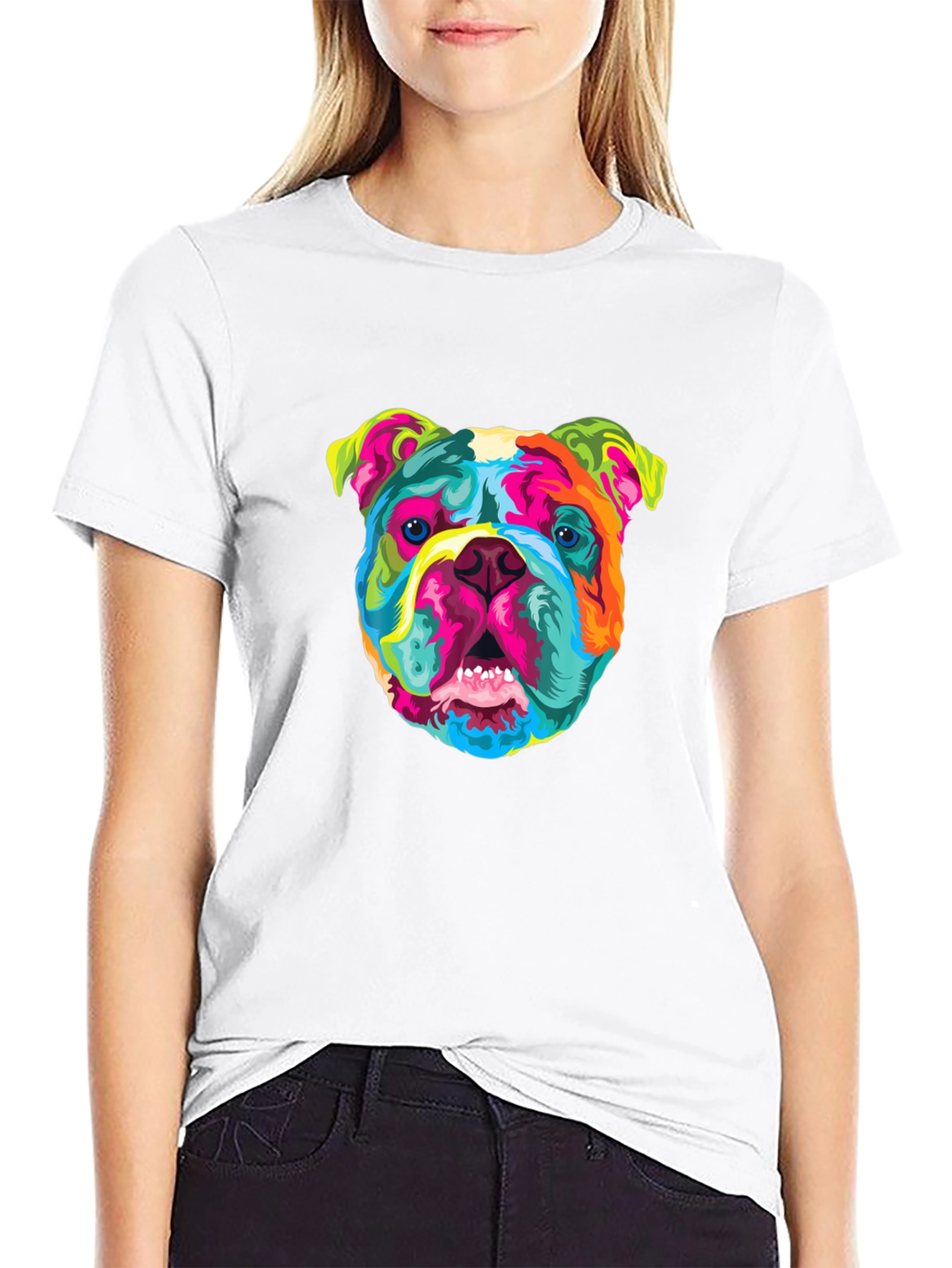 Vibrant Bulldog Graphic Tee - Cool Dog Lovers T-Shirt
