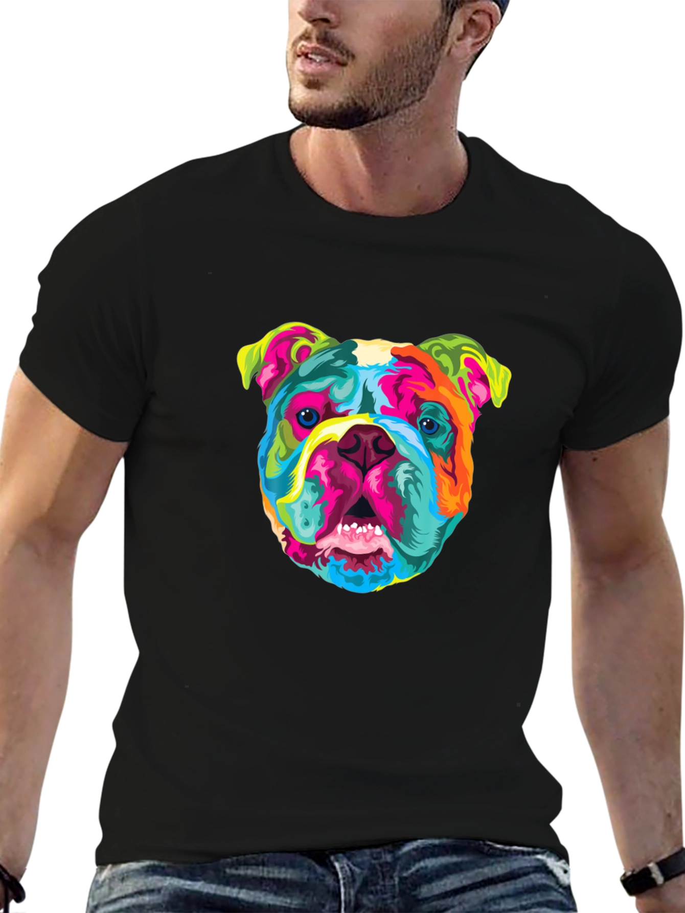 Vibrant Bulldog Graphic Tee - Cool Dog Lovers T-Shirt