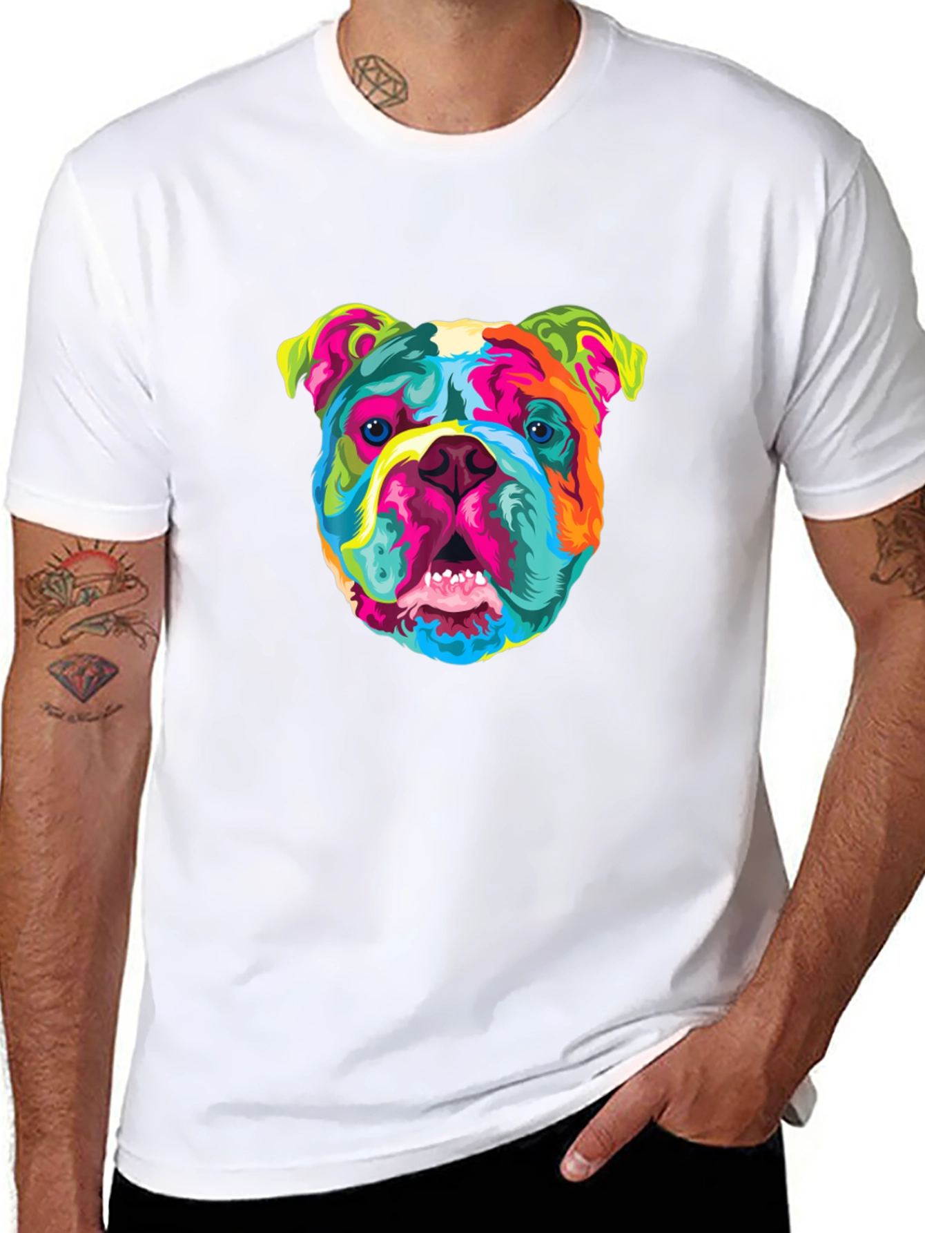 Vibrant Bulldog Graphic Tee - Cool Dog Lovers T-Shirt