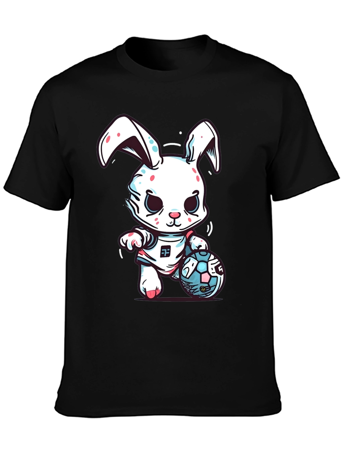 Bunny Soccer T-Shirt - Black Cotton Blend