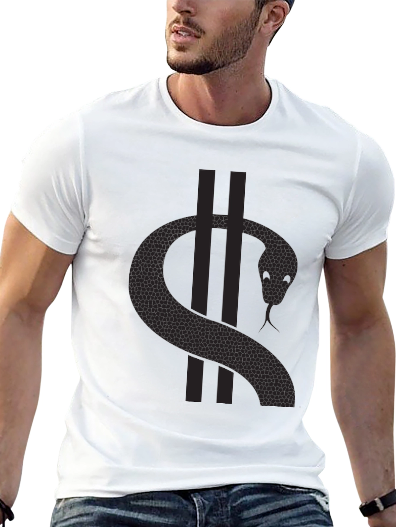Mens Snake Dollar Sign Graphic T-Shirt