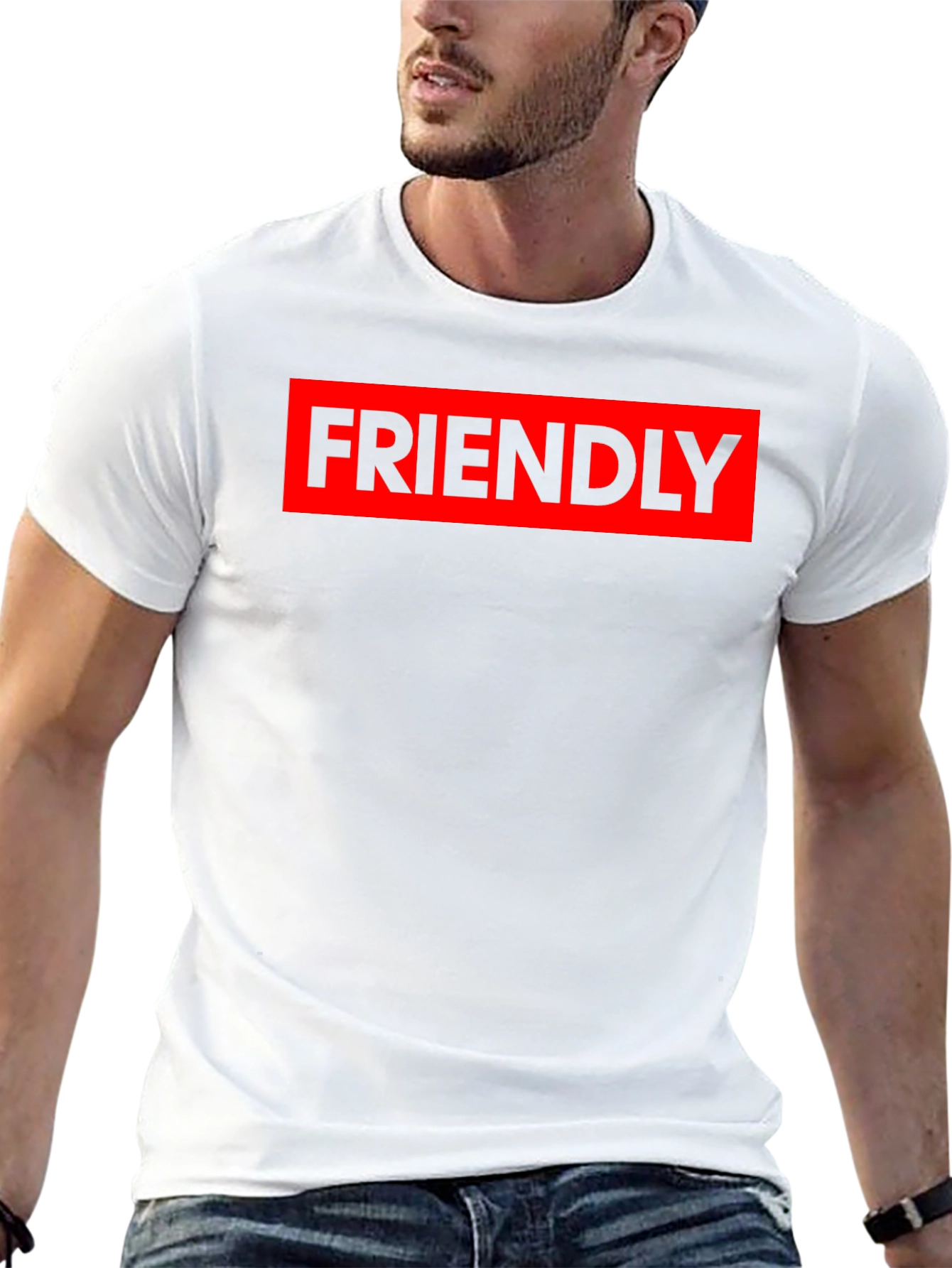 Friendly Graphic Tee - Red & Black Casual Shirt